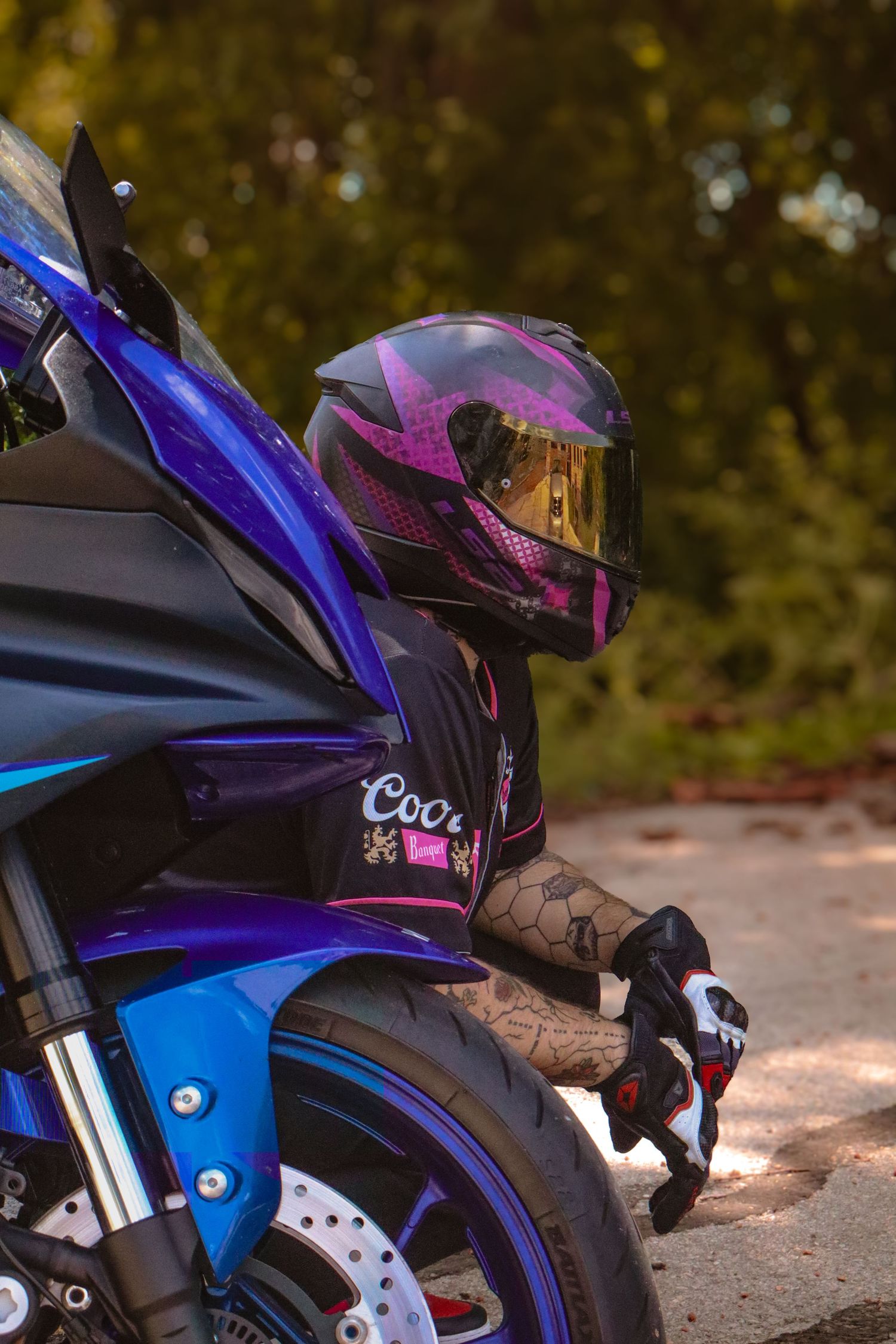 Motorcycle and owner portrait photography