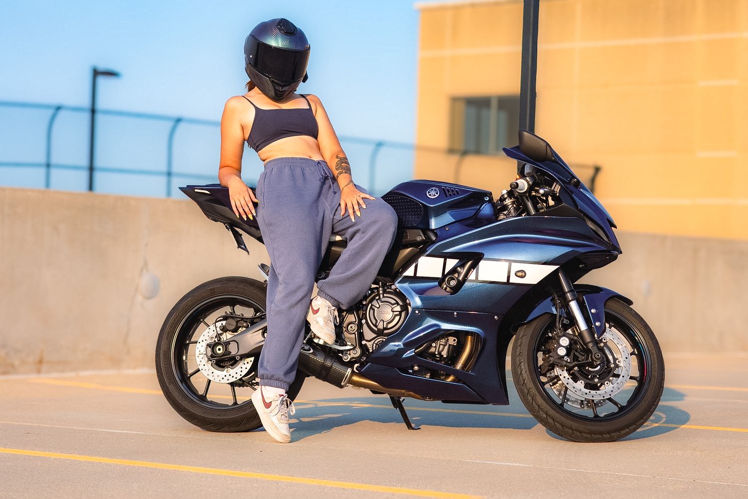 Motorcycle and owner portrait photography