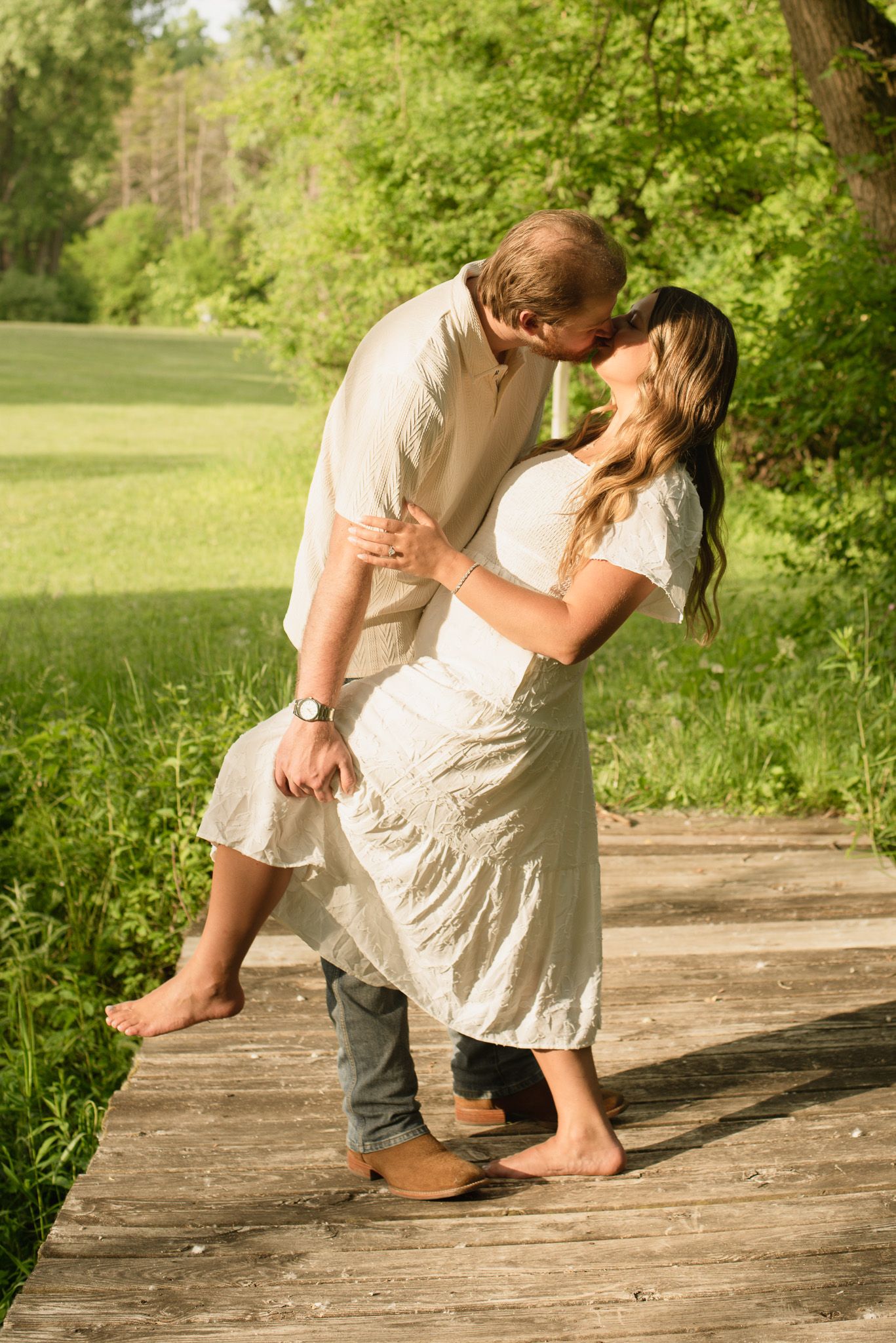 Couple kissing during an outdoor photography session