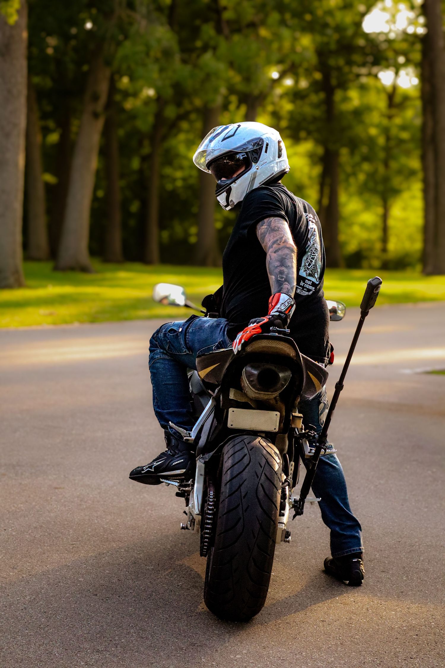 Motorcycle and owner portrait photography