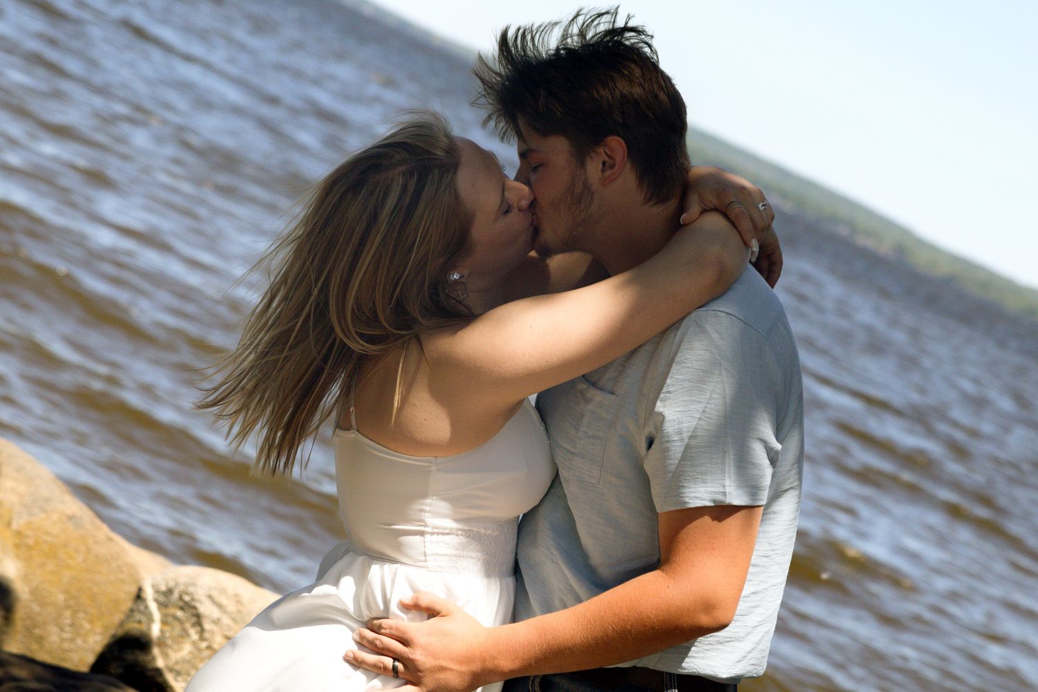 Couple kissing during an outdoor photography session