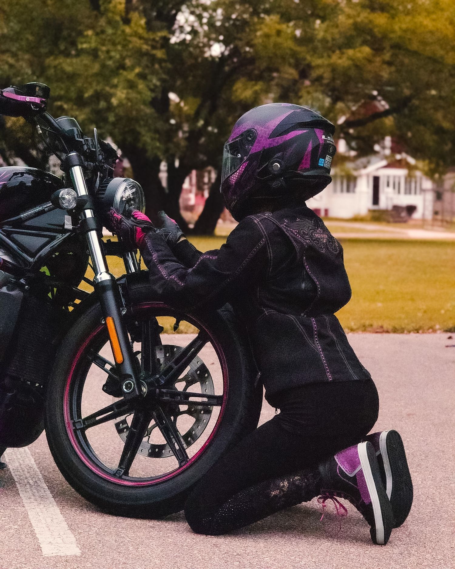 Motorcycle and owner portrait photography