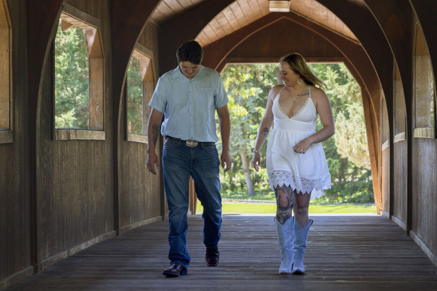 Couple laughing together during a candid photography session