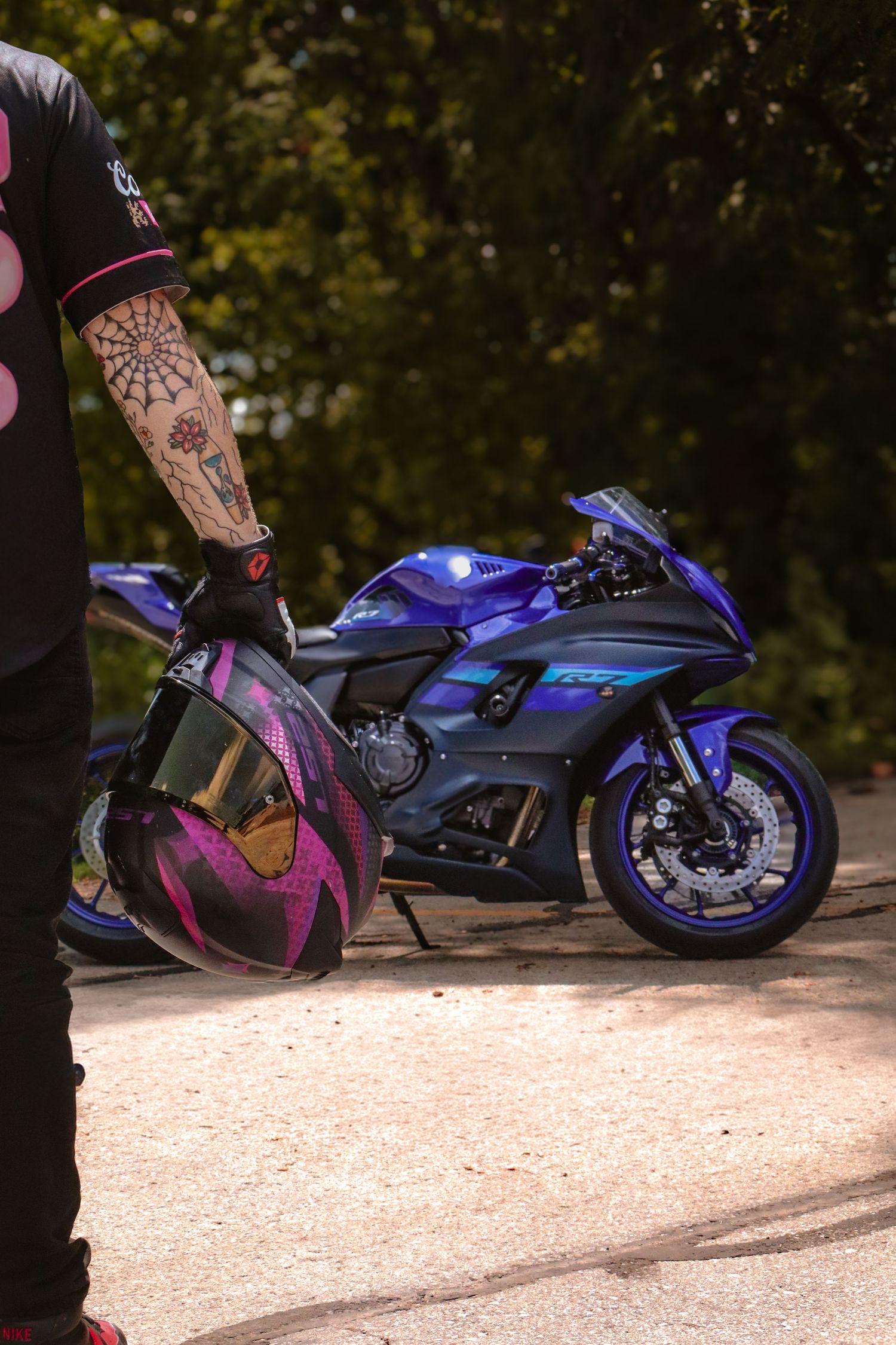 Motorcycle and owner portrait photography