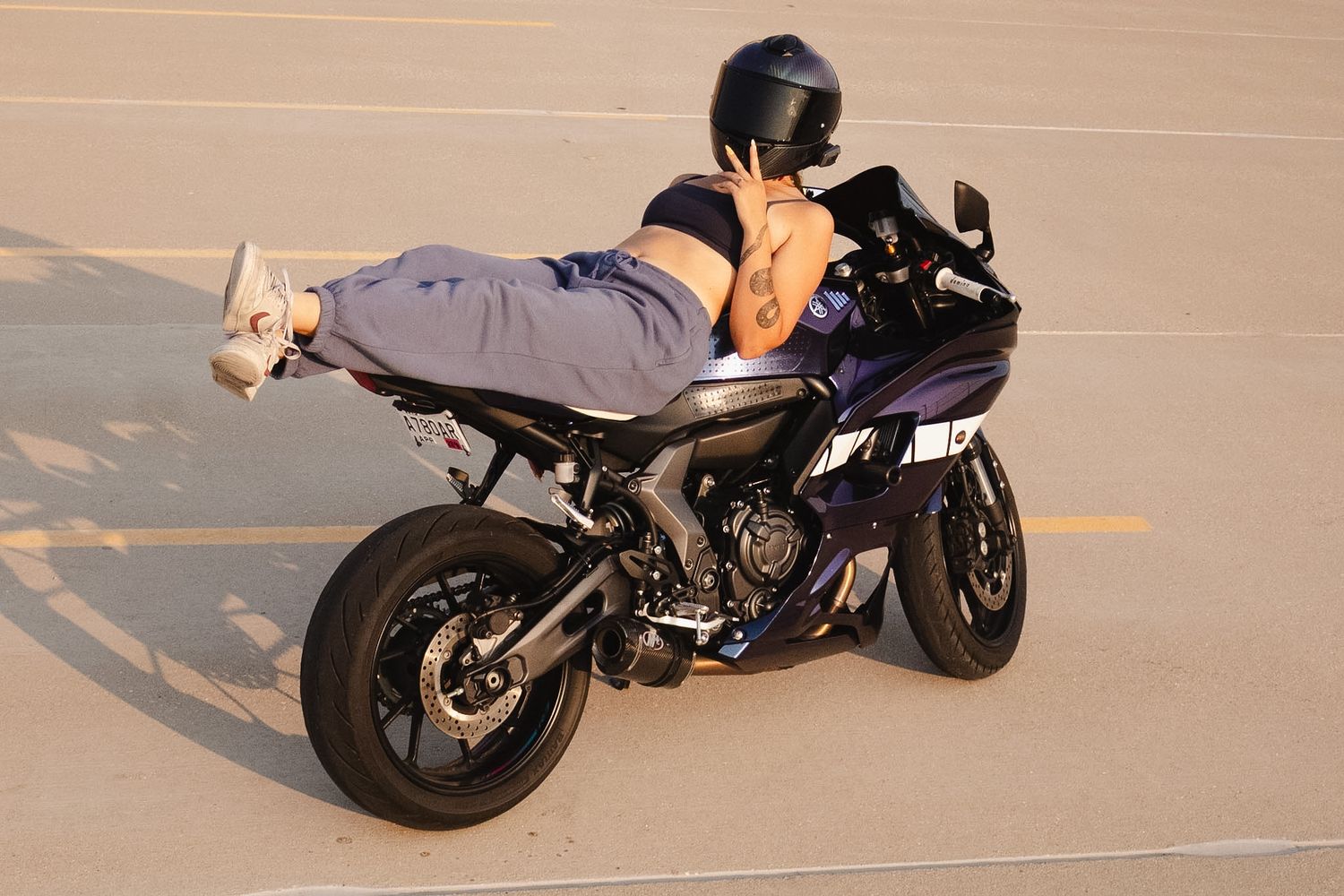 Motorcycle and owner portrait photography