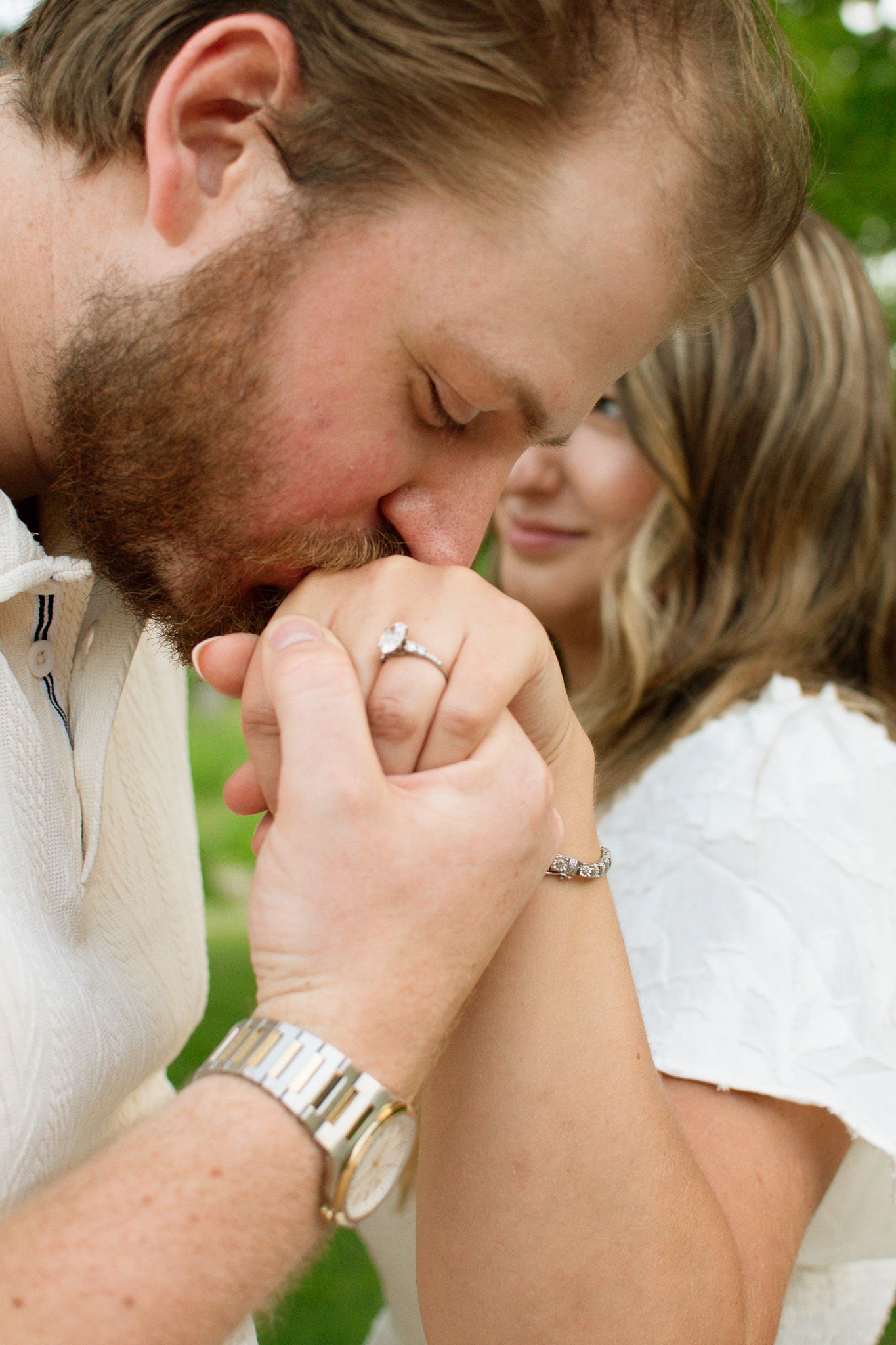 Candid portrait of a couple during an engagement session