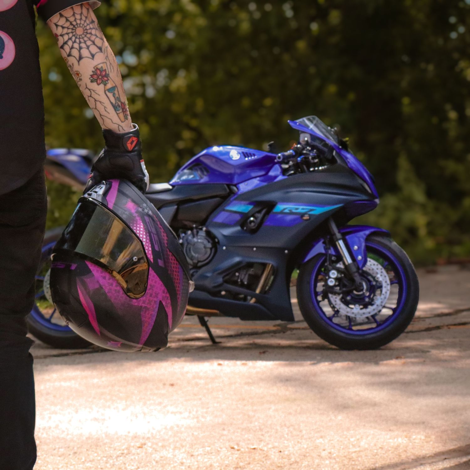 Motorcycle and owner portrait photography
