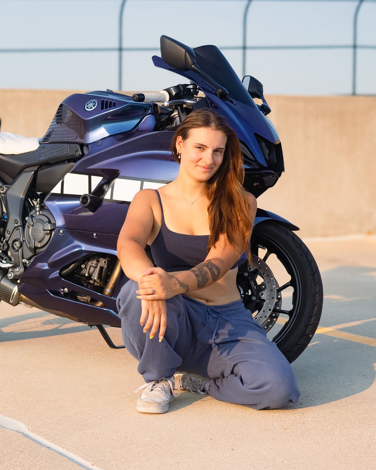 Motorcycle and owner portrait photography