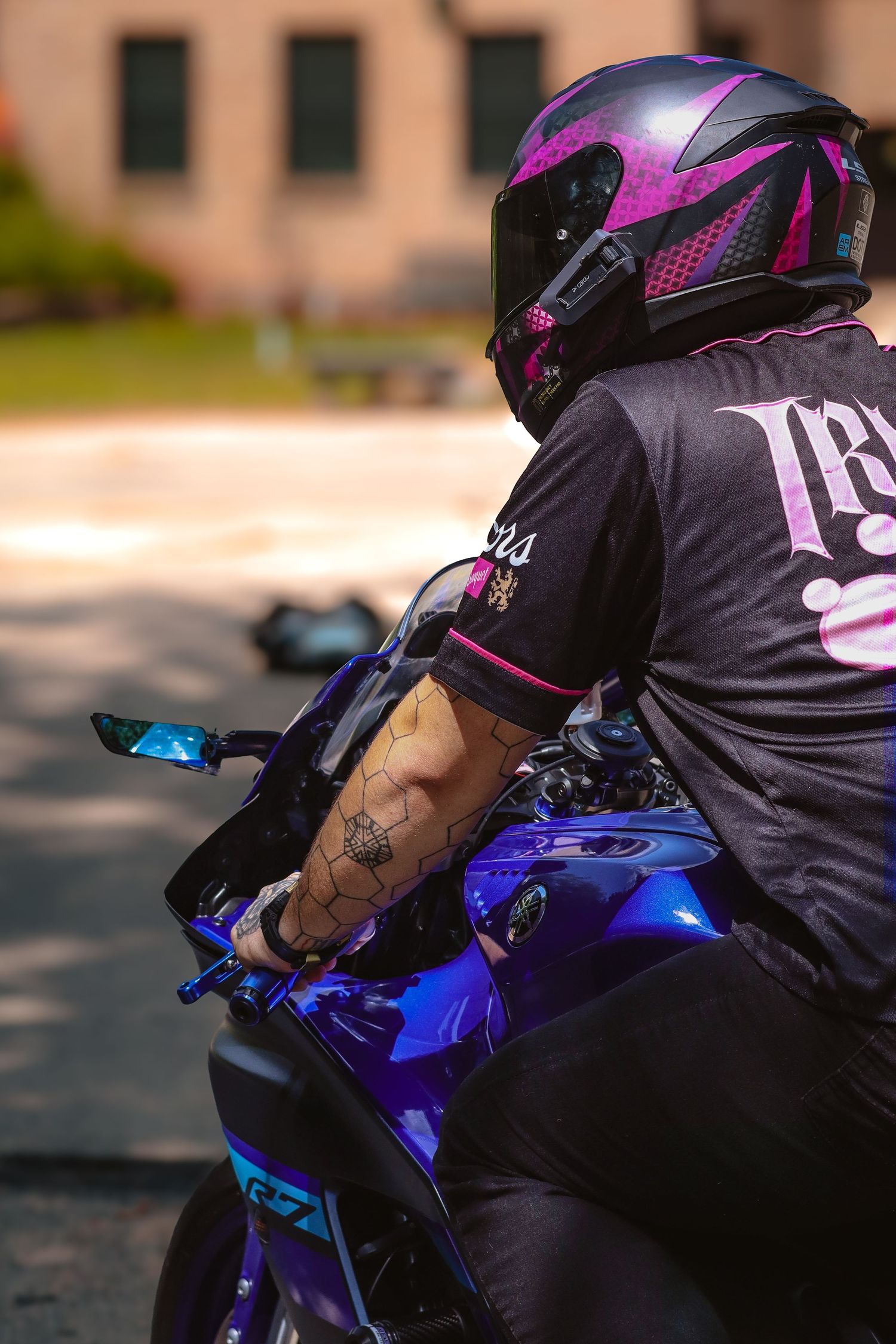 Motorcycle and owner portrait photography