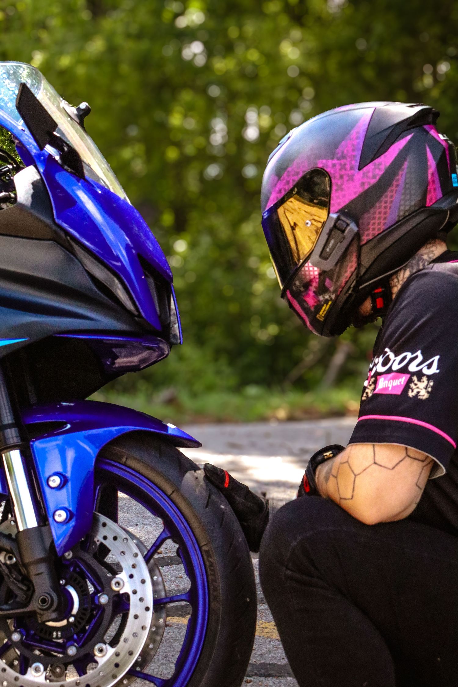 Motorcycle and owner portrait photography