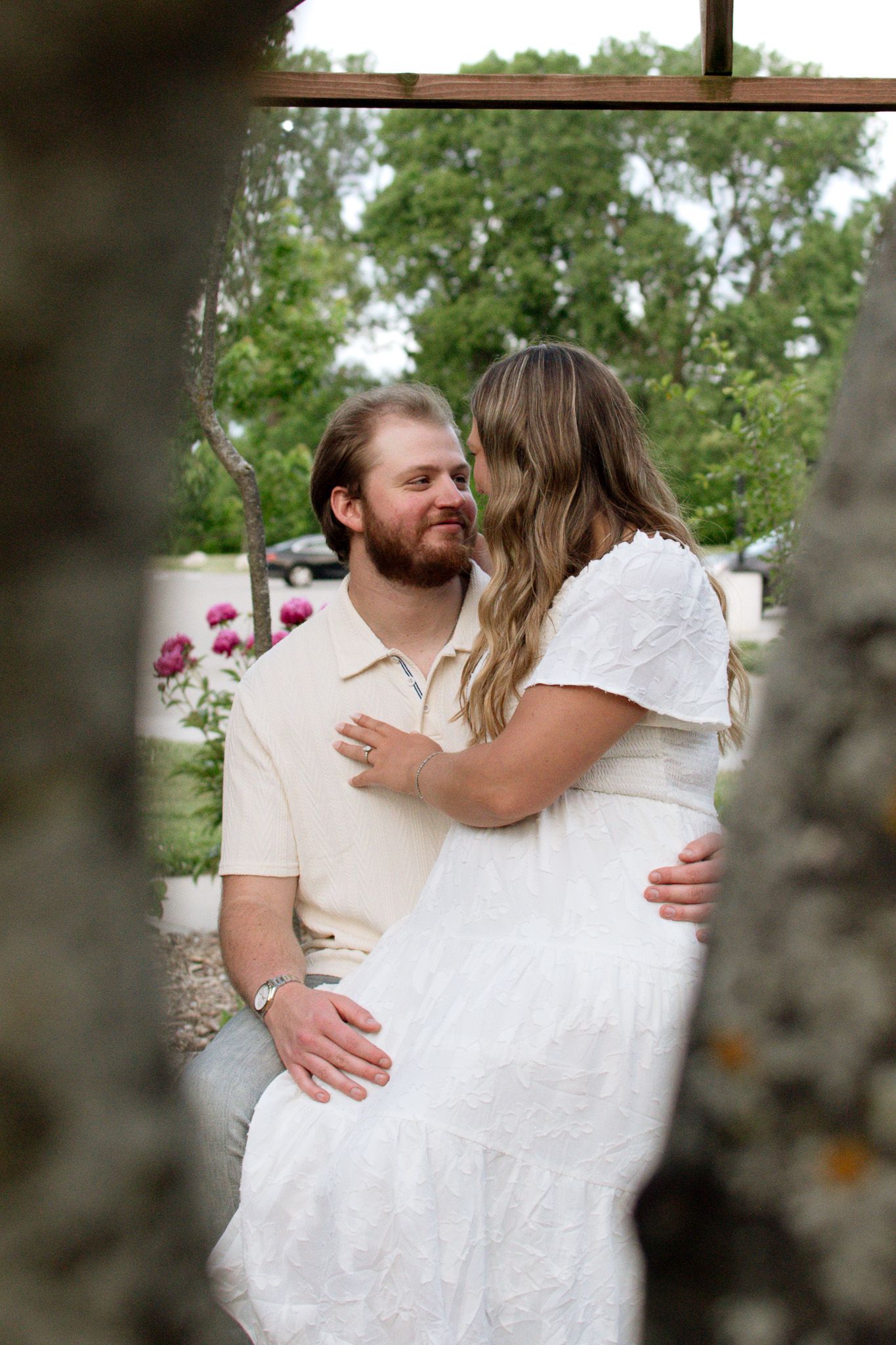 Candid portrait of a couple during an engagement session