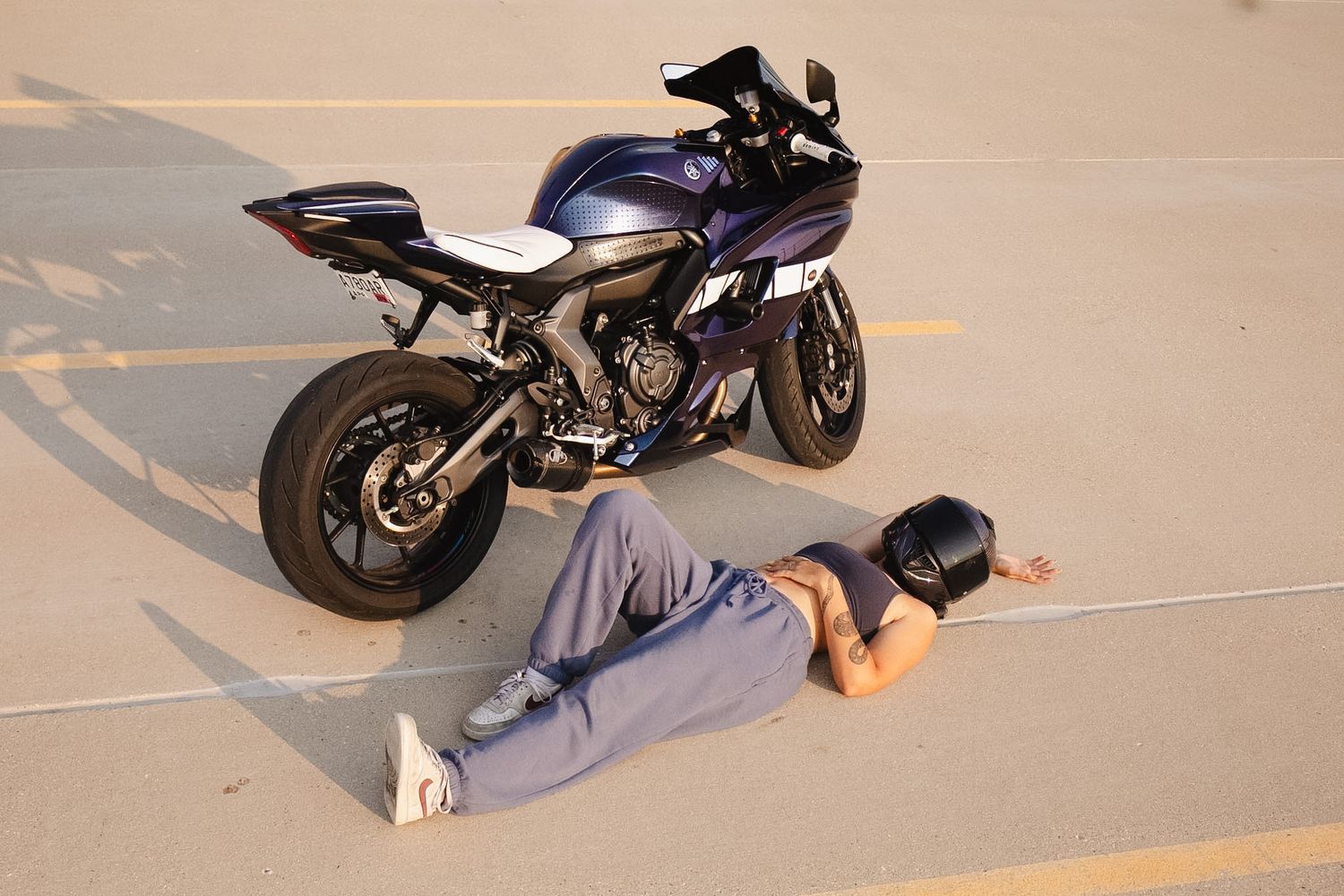 Motorcycle and owner portrait photography