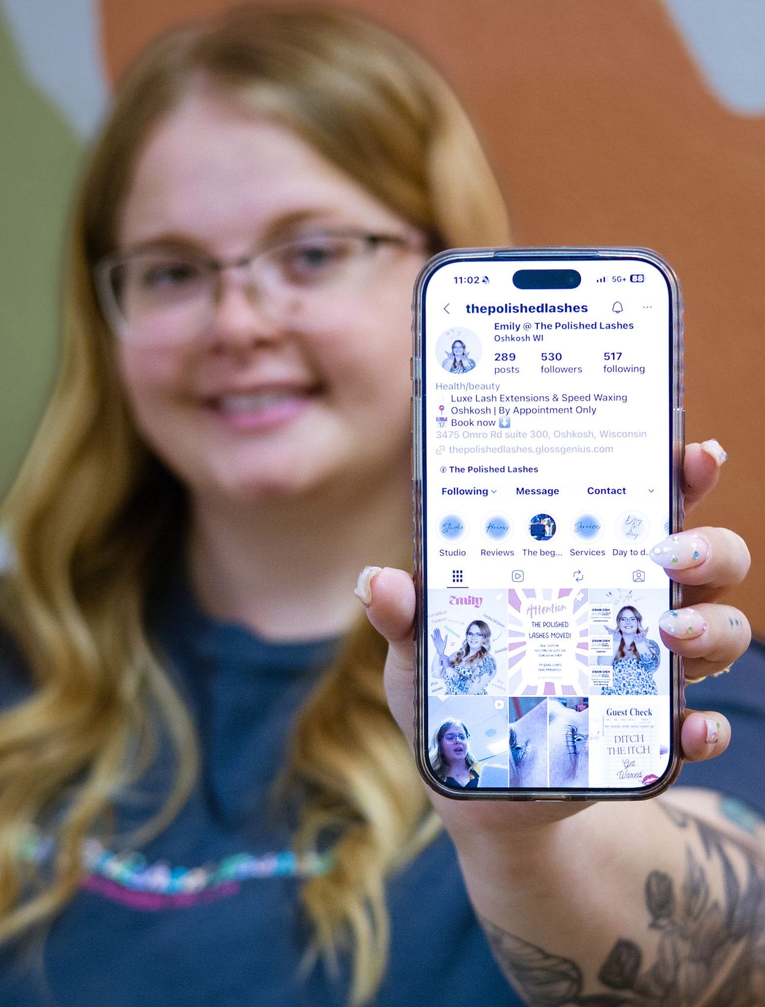 Social media branding photo featuring an esthetician