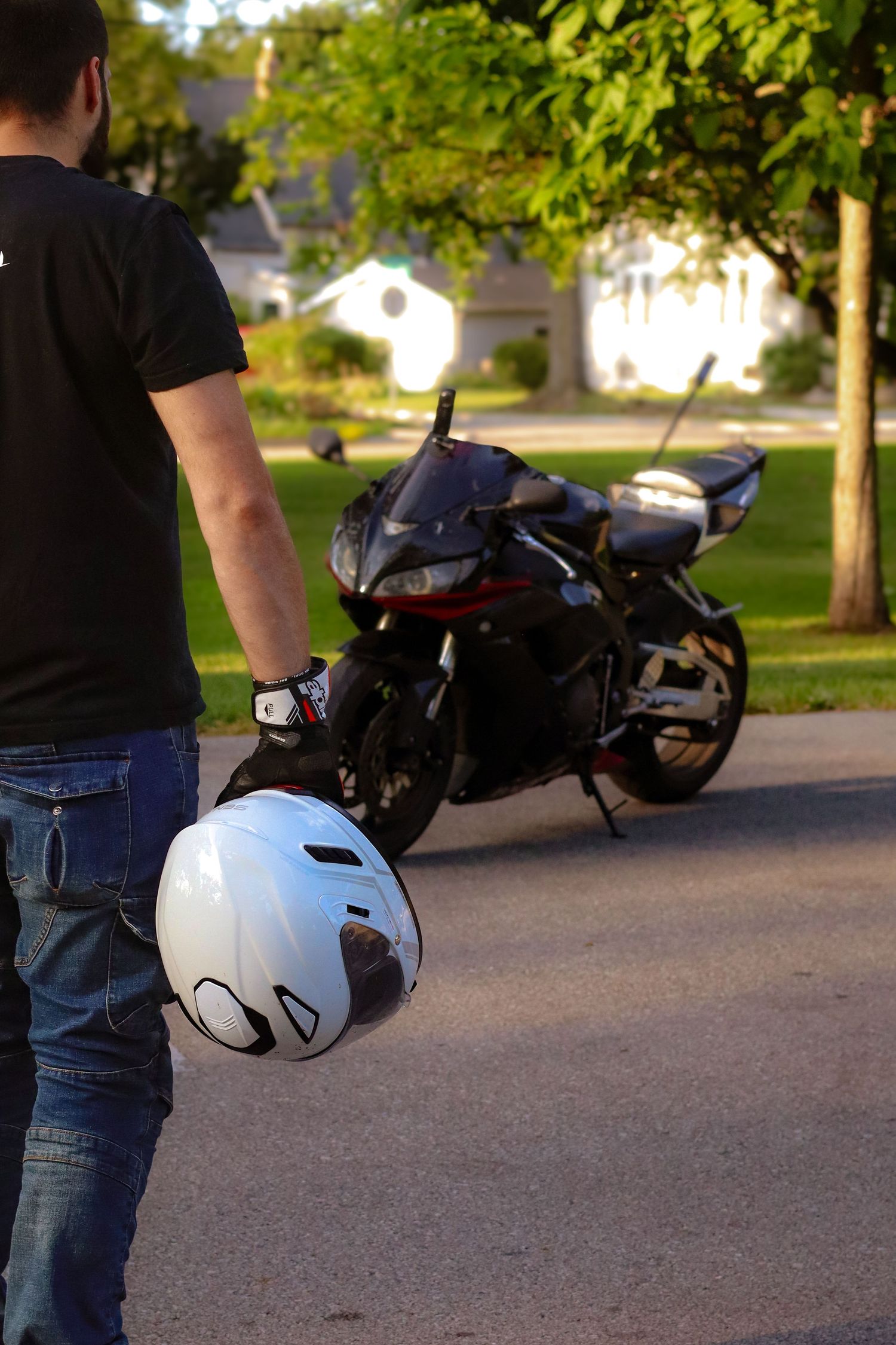 Motorcycle and owner portrait photography