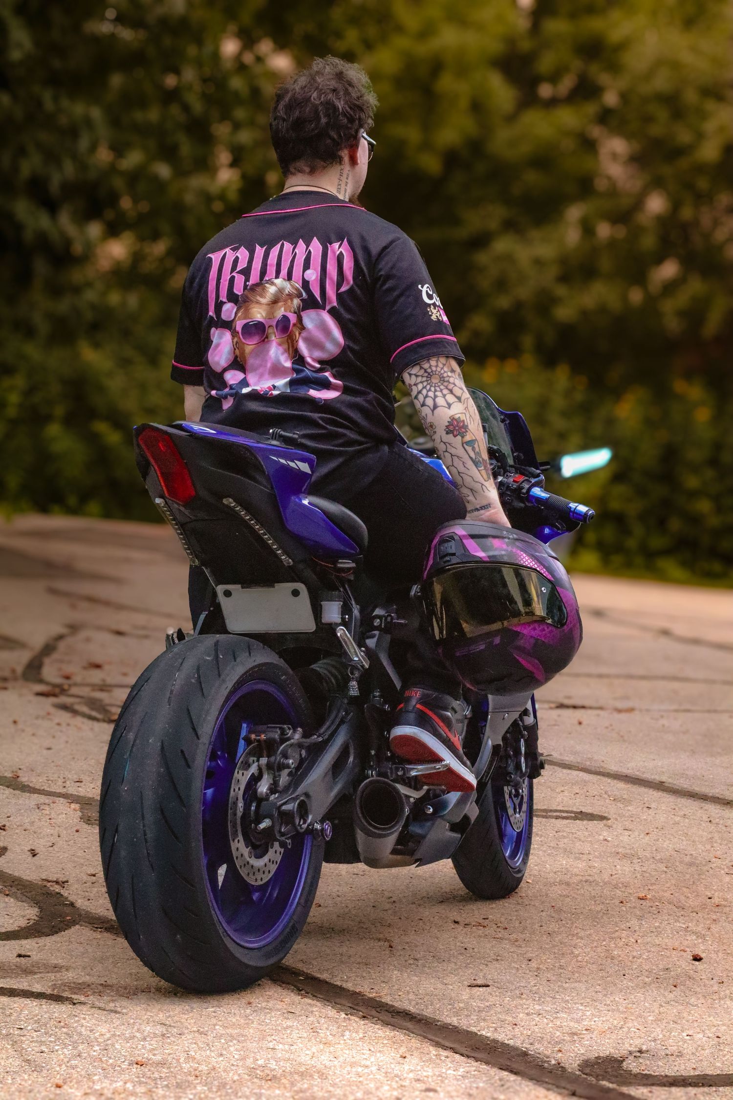 Motorcycle and owner portrait photography
