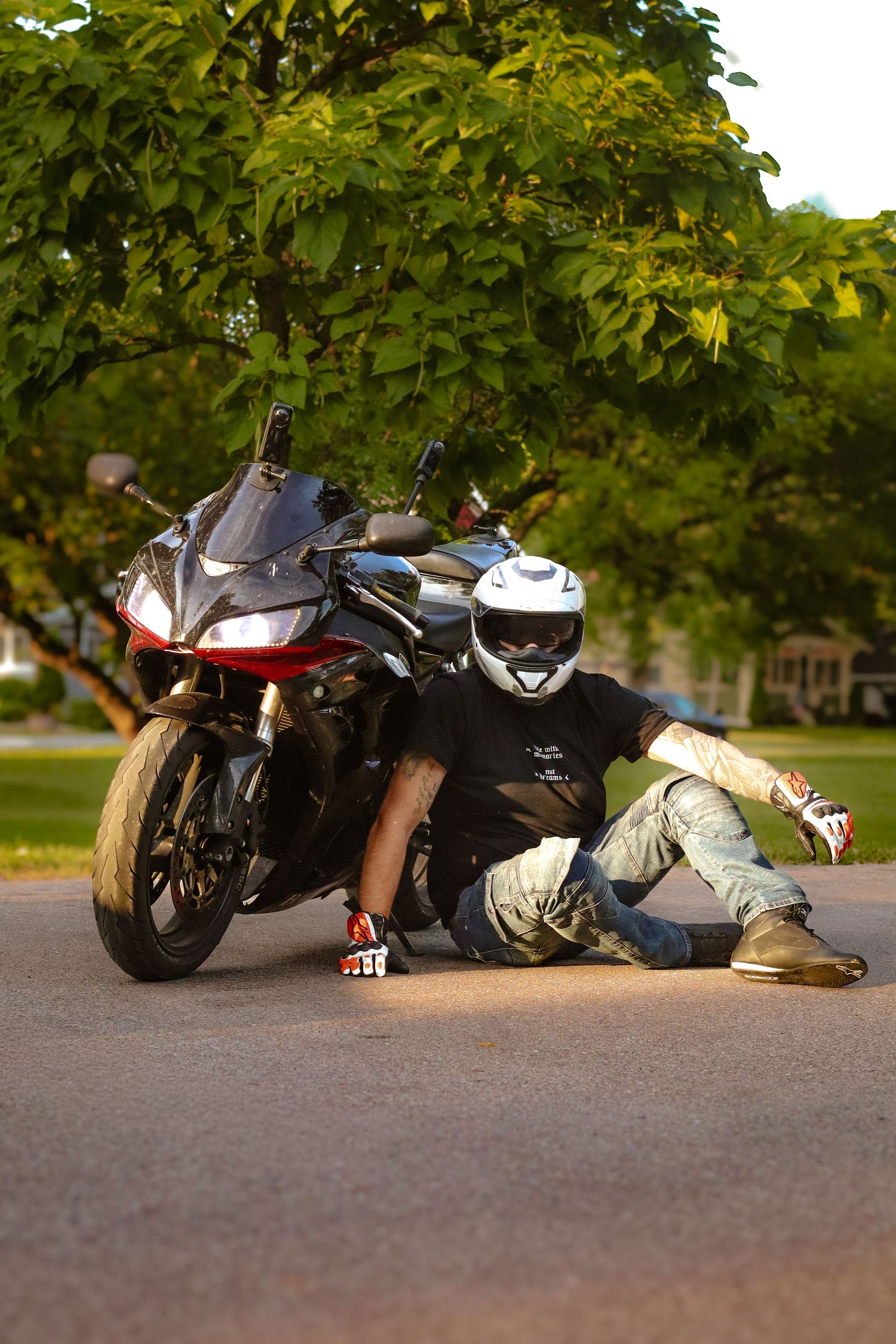 Motorcycle and owner portrait photography