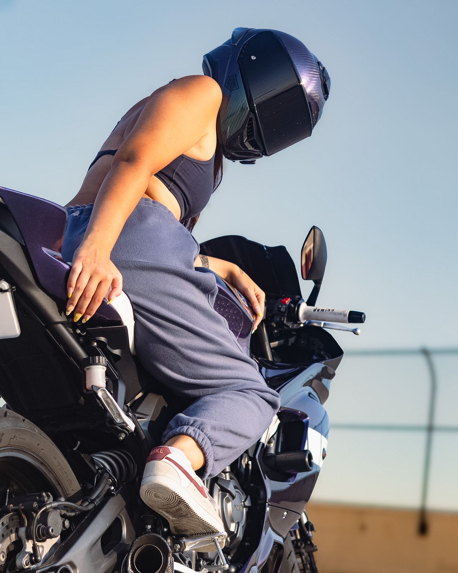 Motorcycle and owner portrait photography