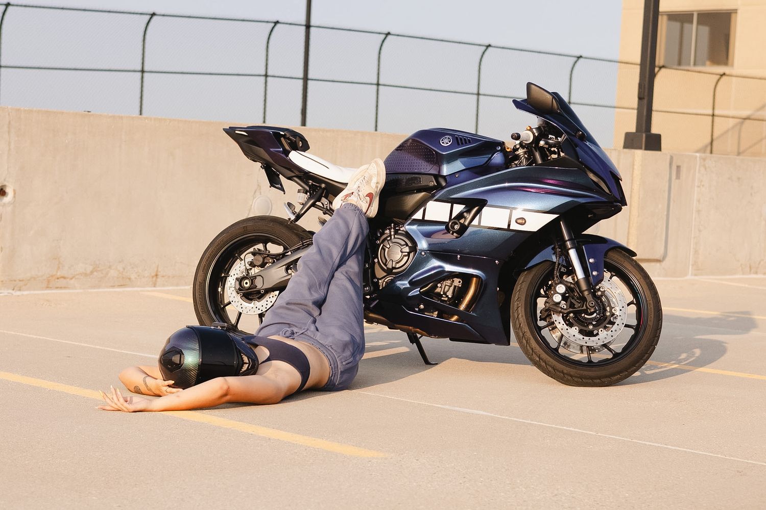 Motorcycle and owner portrait photography