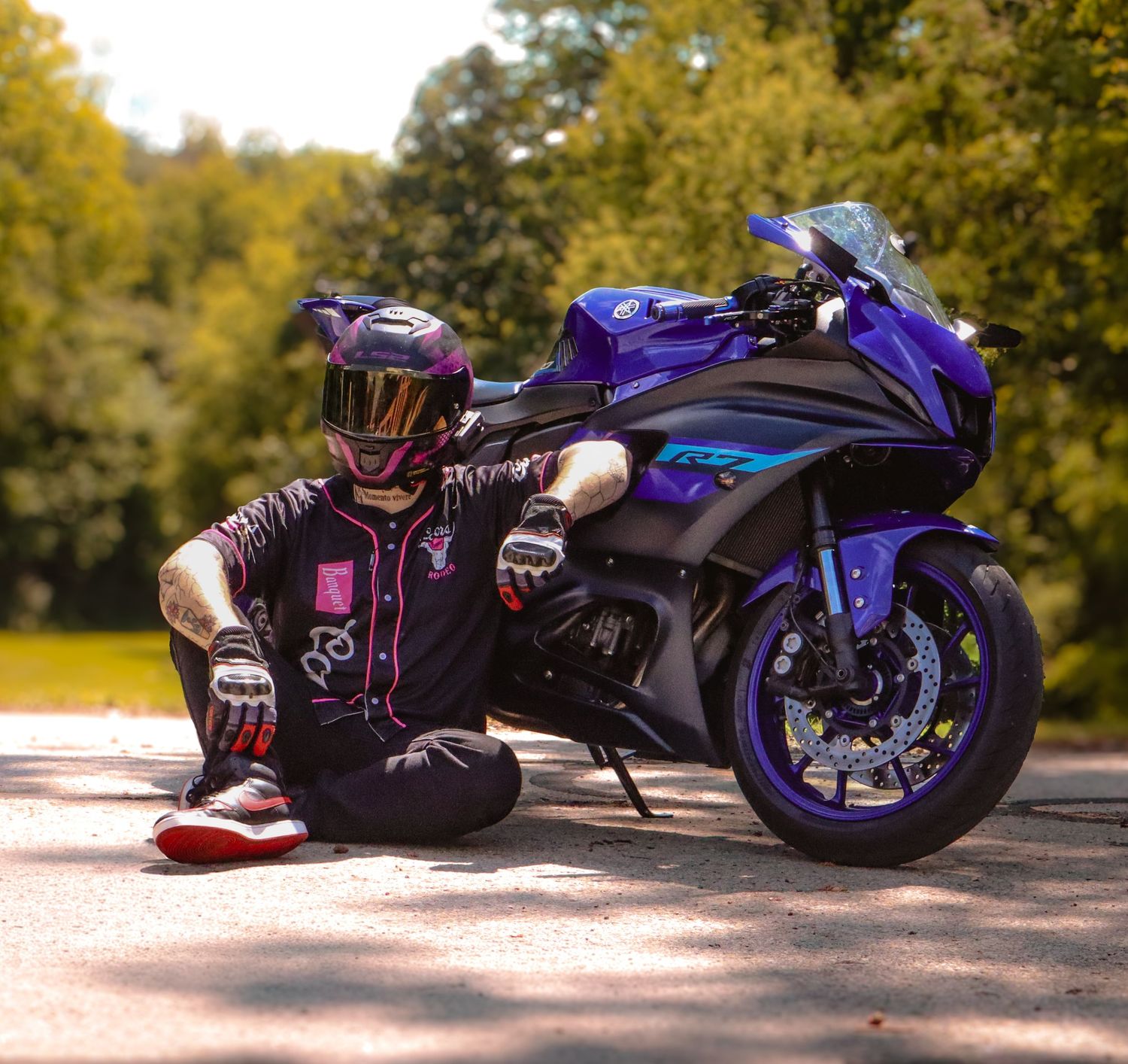 Motorcycle and owner portrait photography