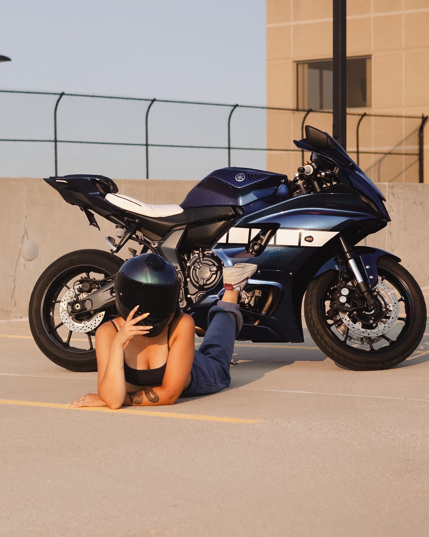 Motorcycle and owner portrait photography