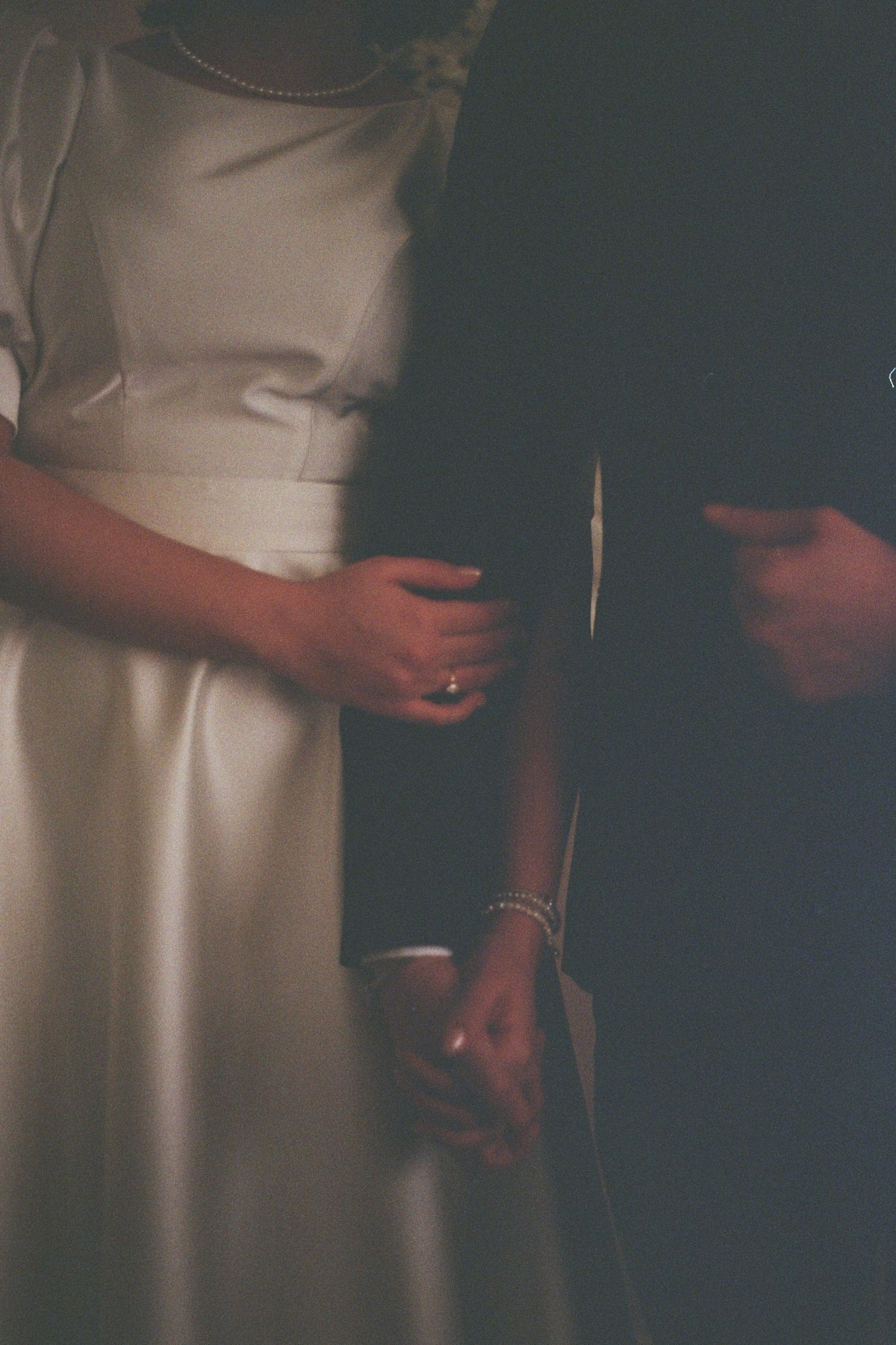 Bride getting ready before her wedding ceremony