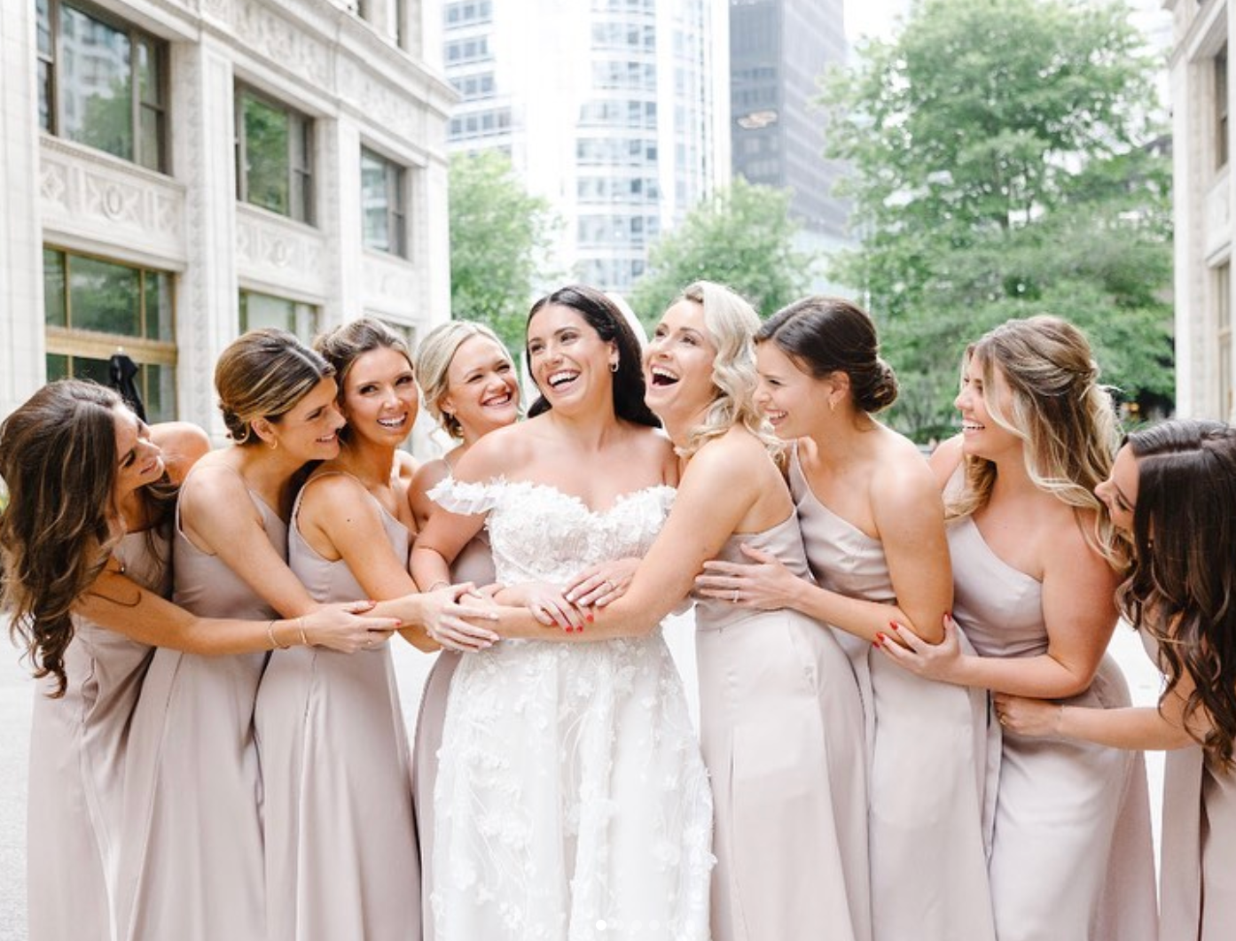 Chicago bride with her bridesmaids