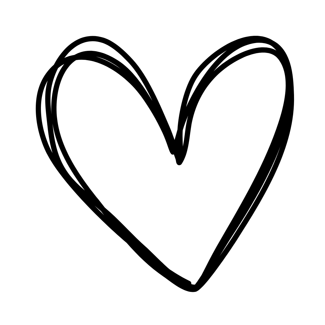 A simple hand-drawn black heart outline on a white background.