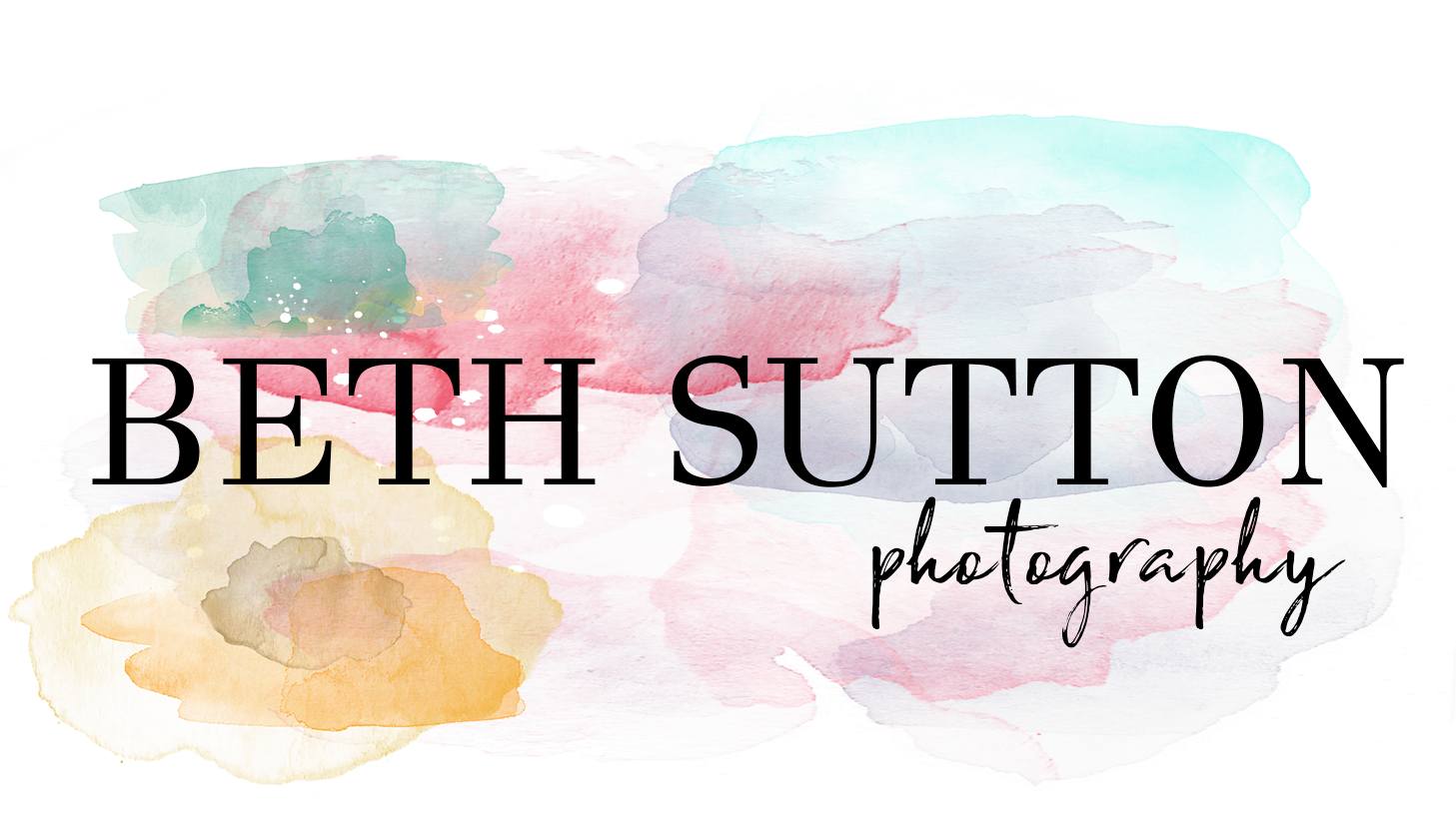 Watercolor style photography logo design with pastel colors and elegant text.