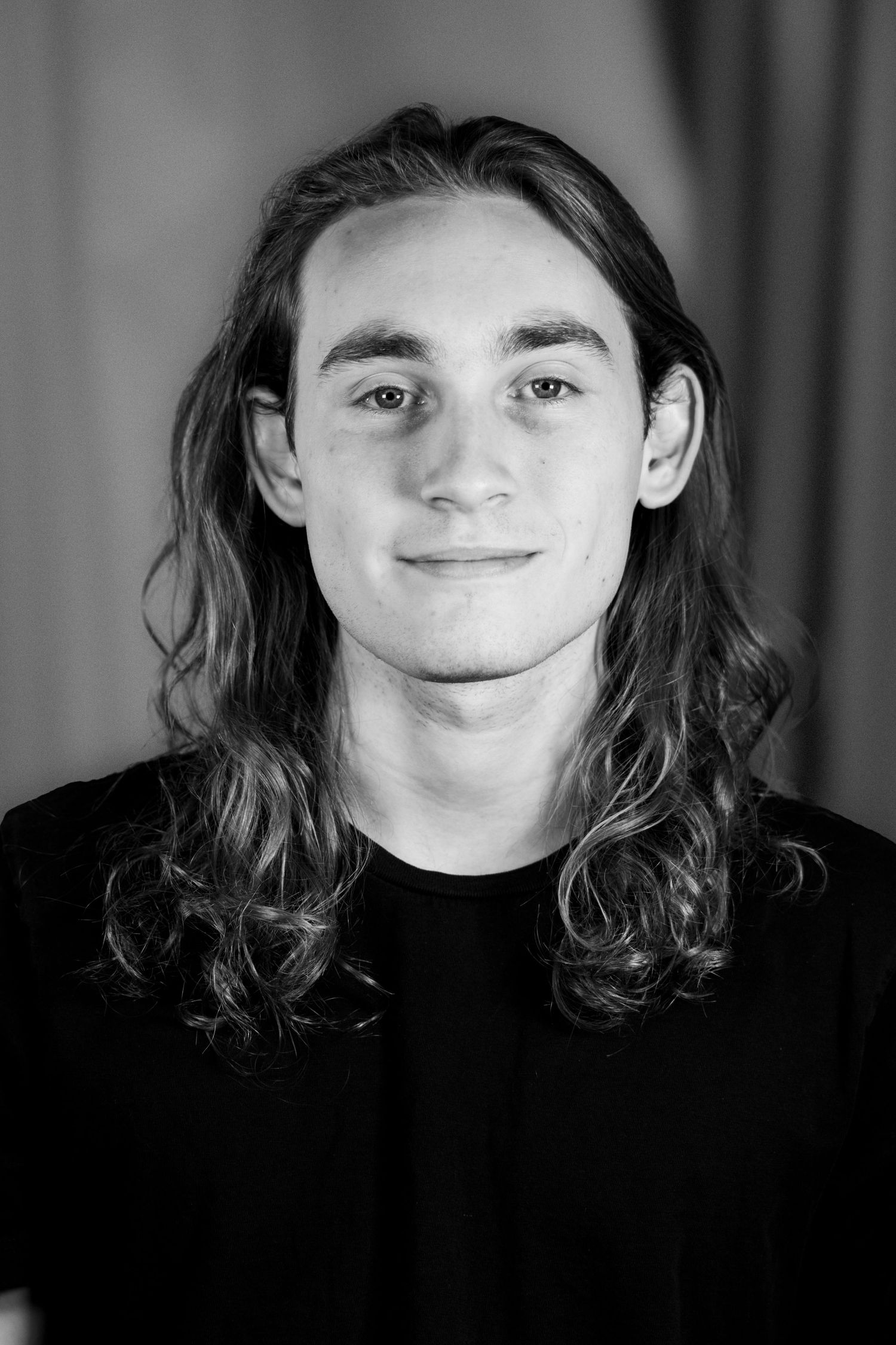 Black and white portrait of man.