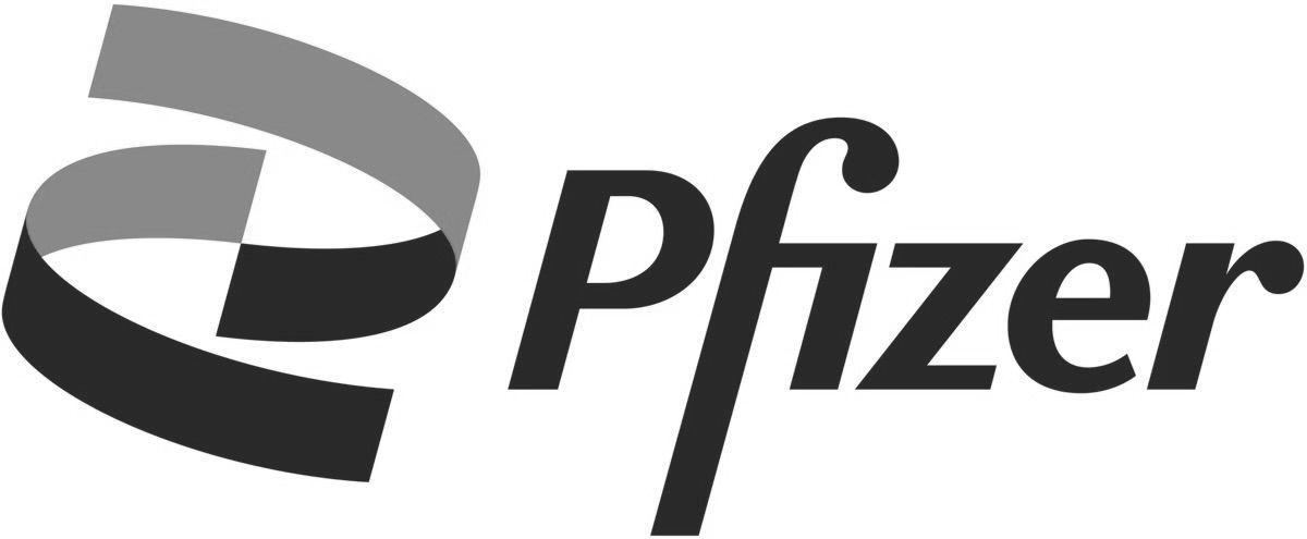 Black and gray Pfizer corporate logo design.