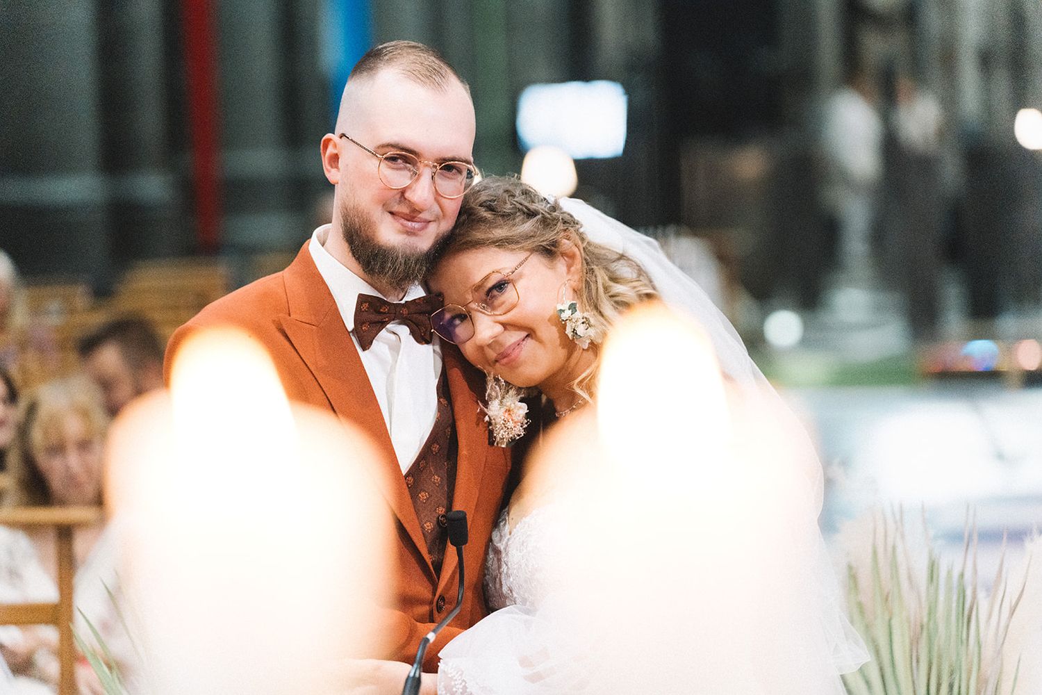 Wedding celebration captured in a series of candid moments and embraces.