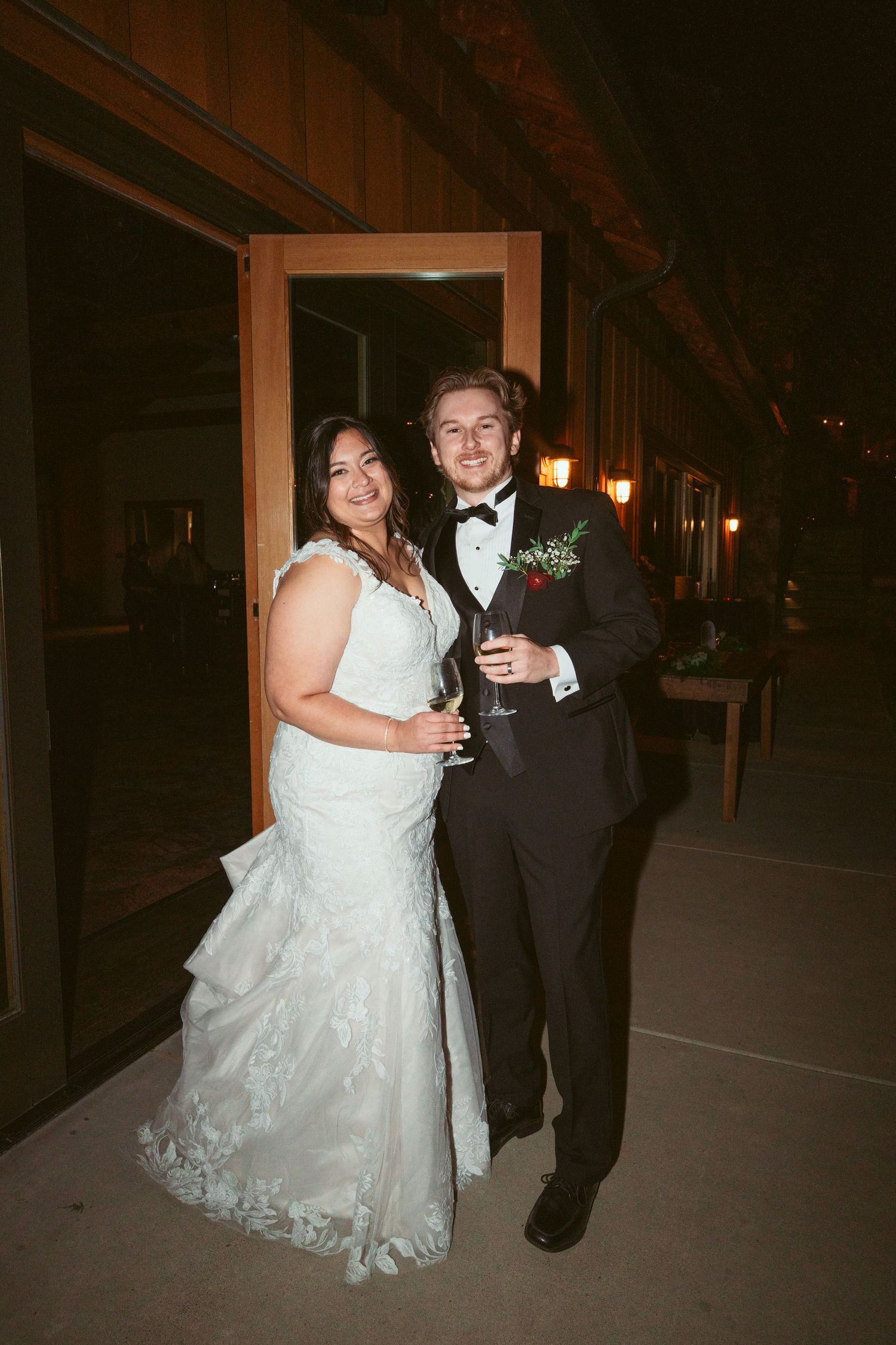 Newlyweds share a dance together during their evening reception.