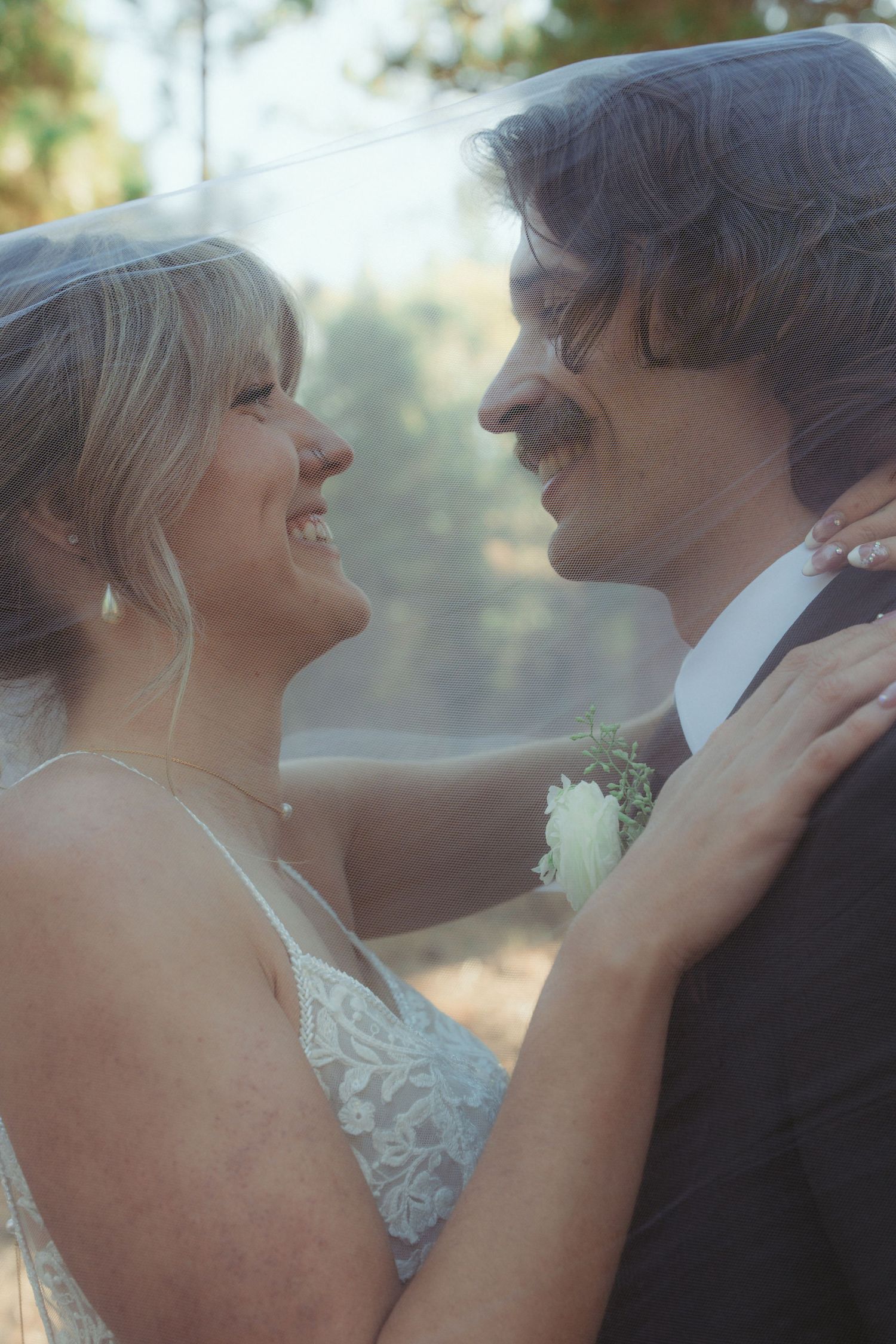 Close-up wedding photography sequence showing tender moments between newlyweds.