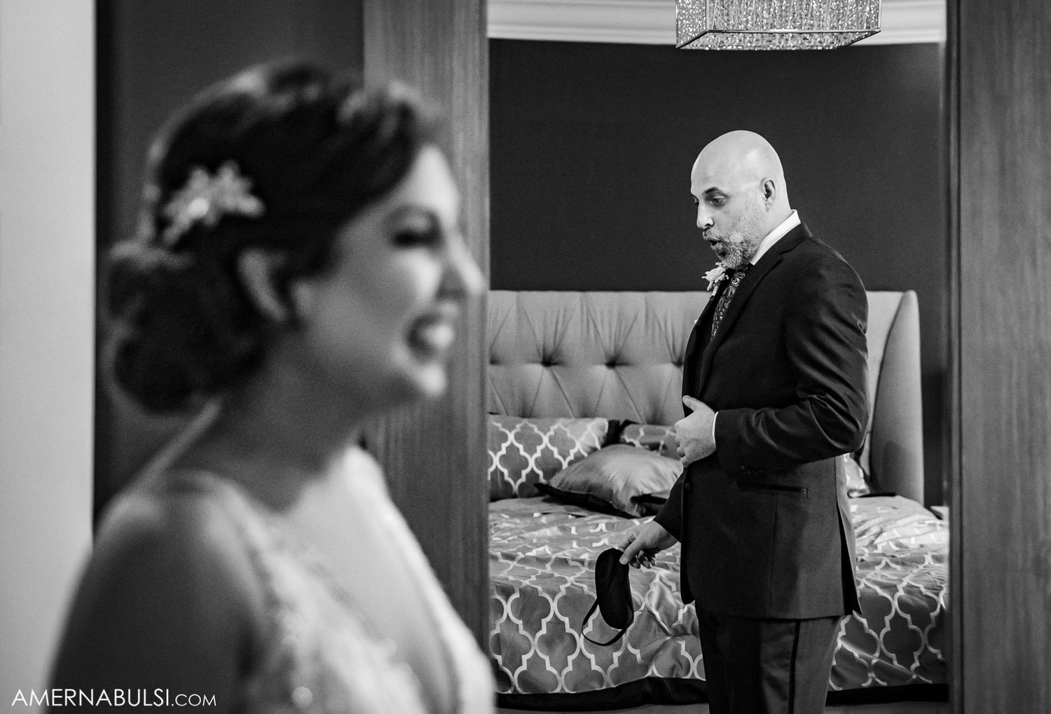 Black and white candid shots capture intimate moments during a wedding celebration.