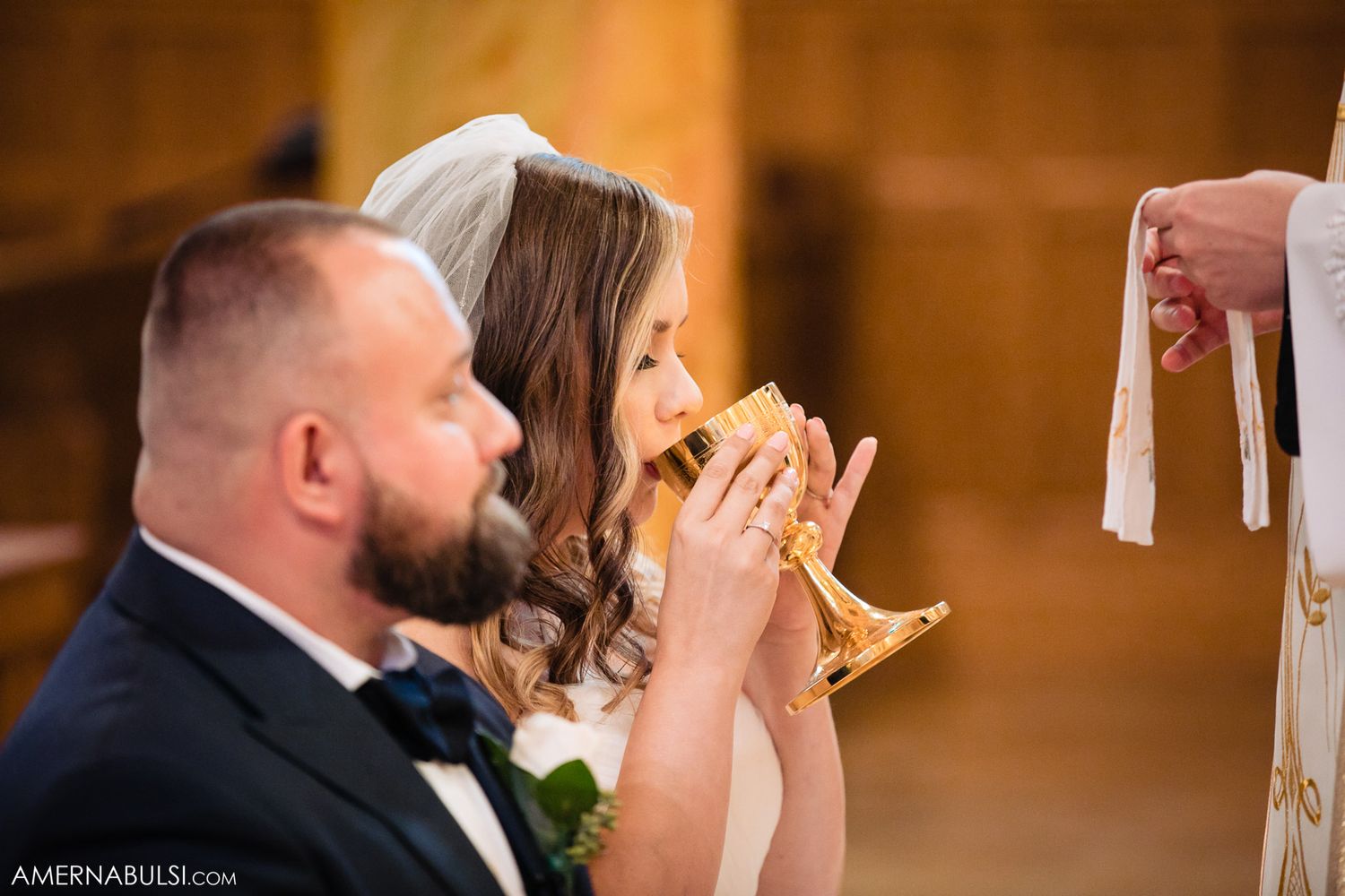 Emotional wedding ceremony sequence captured in a traditional church setting.