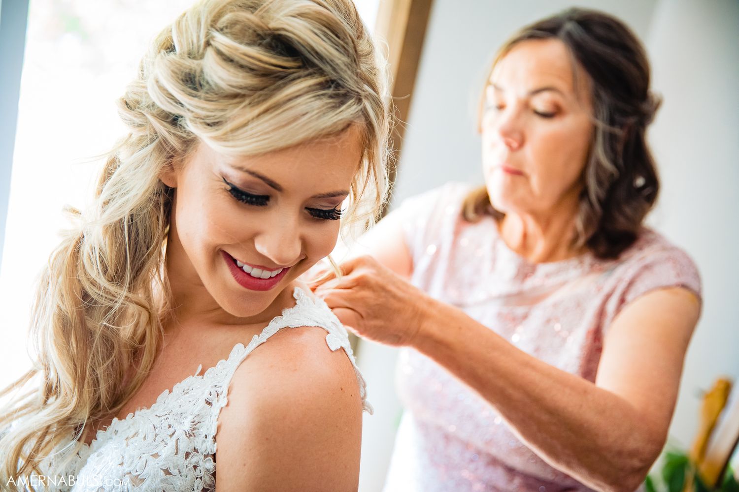 Getting ready moments captured during wedding day preparations.