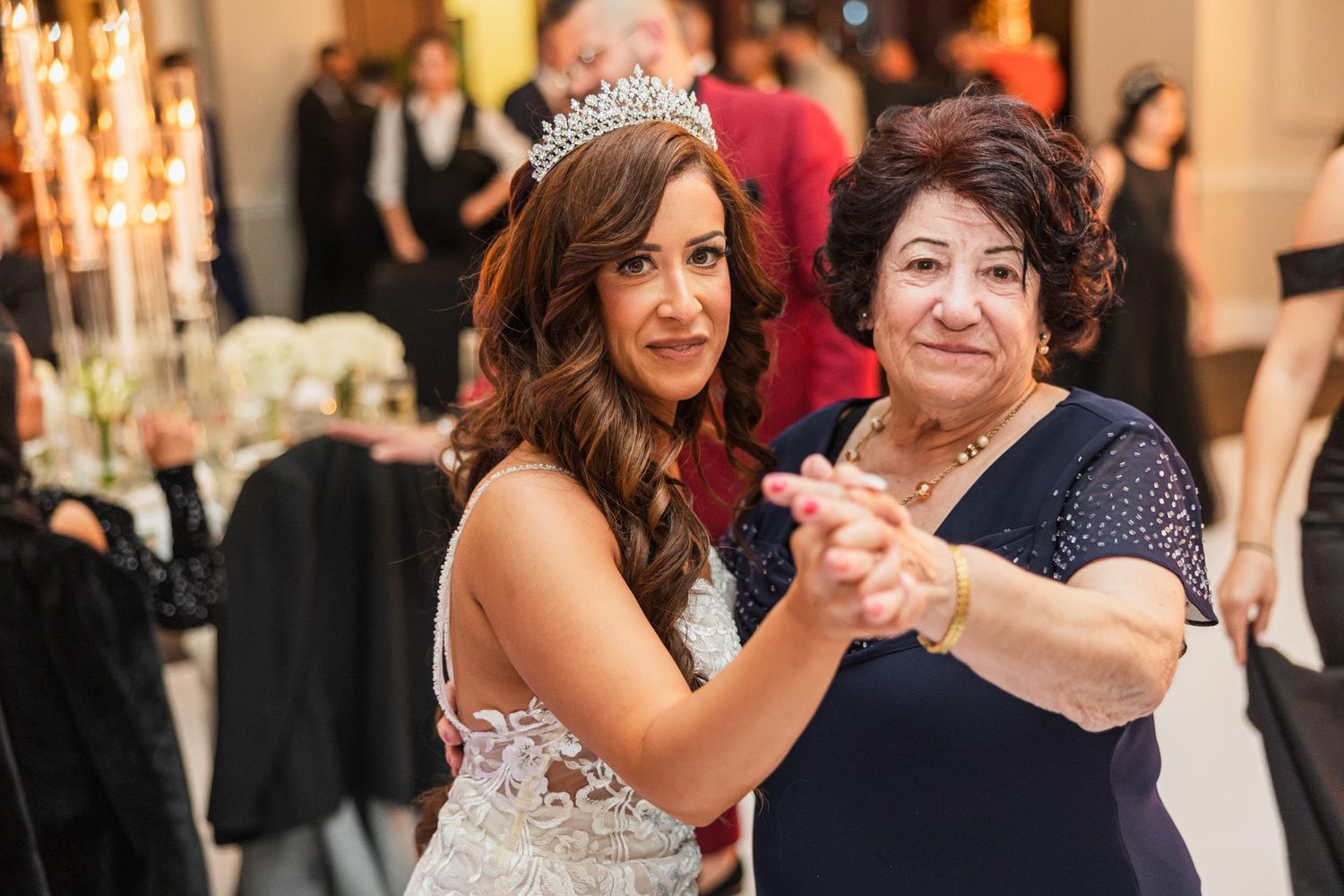 Sweet dance moment shared during wedding reception.