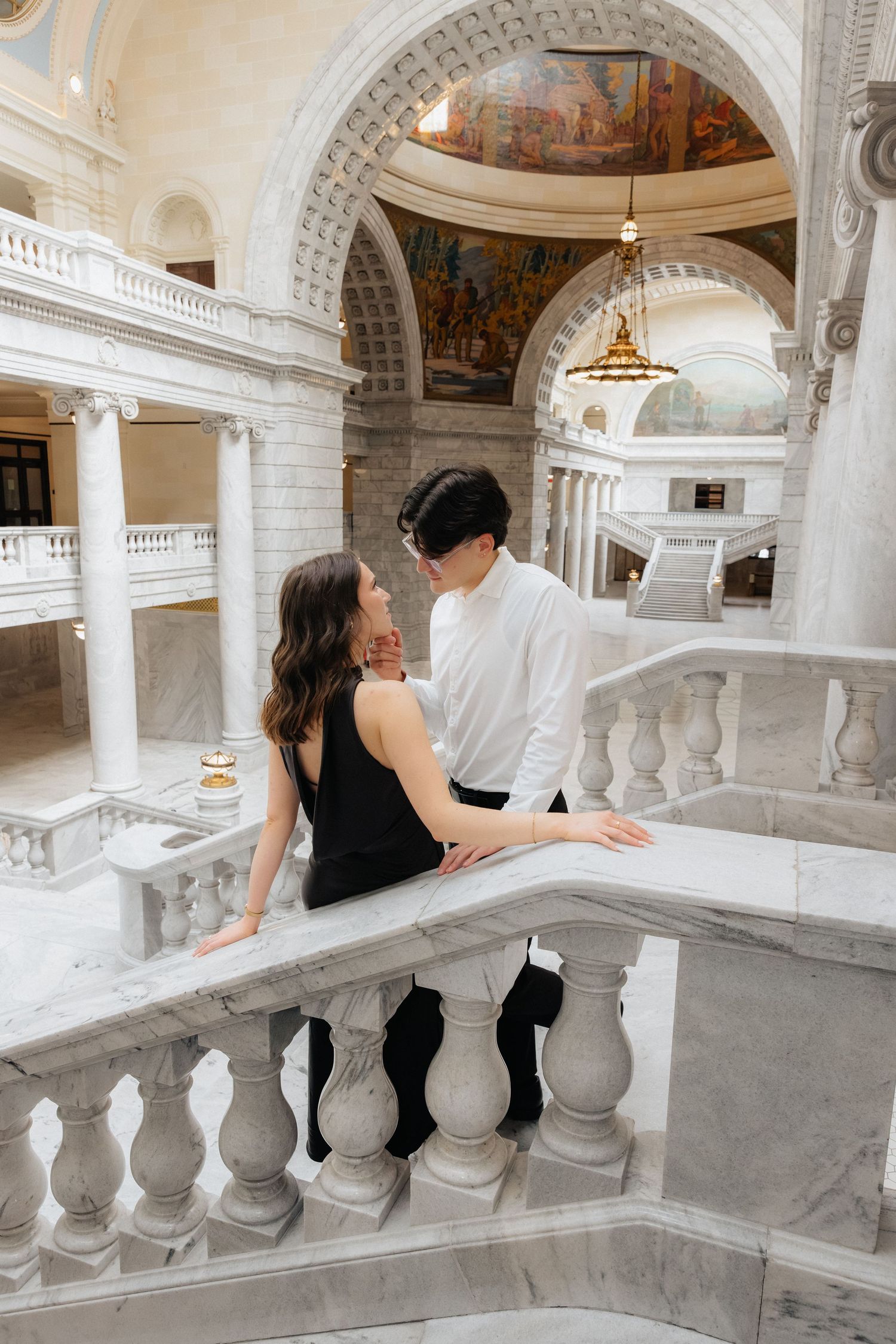 Timeless and cinematic Utah Engagement Photos at the SLC Salt lake city Capitol Building