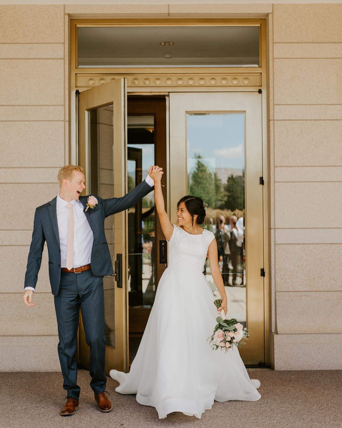 Utah wedding images capturing meaningful moments with cinematic depth at the Draper Temple, LDS wedding
