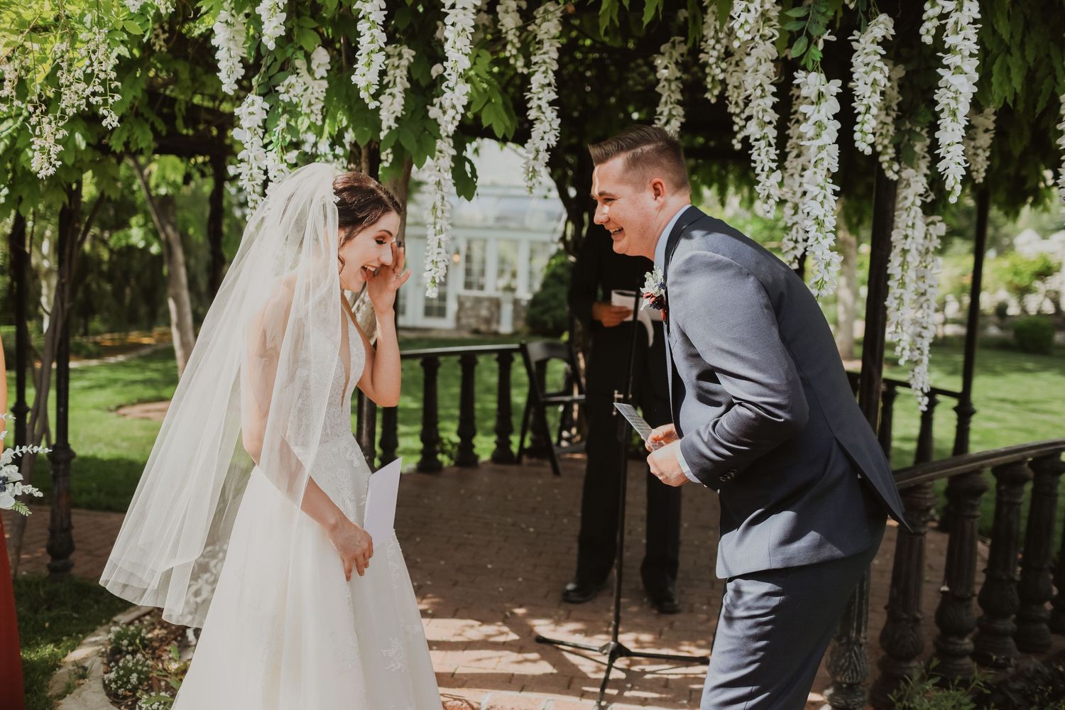 Utah wedding couple getting married in ceremony at Wadley Farms in Utah county