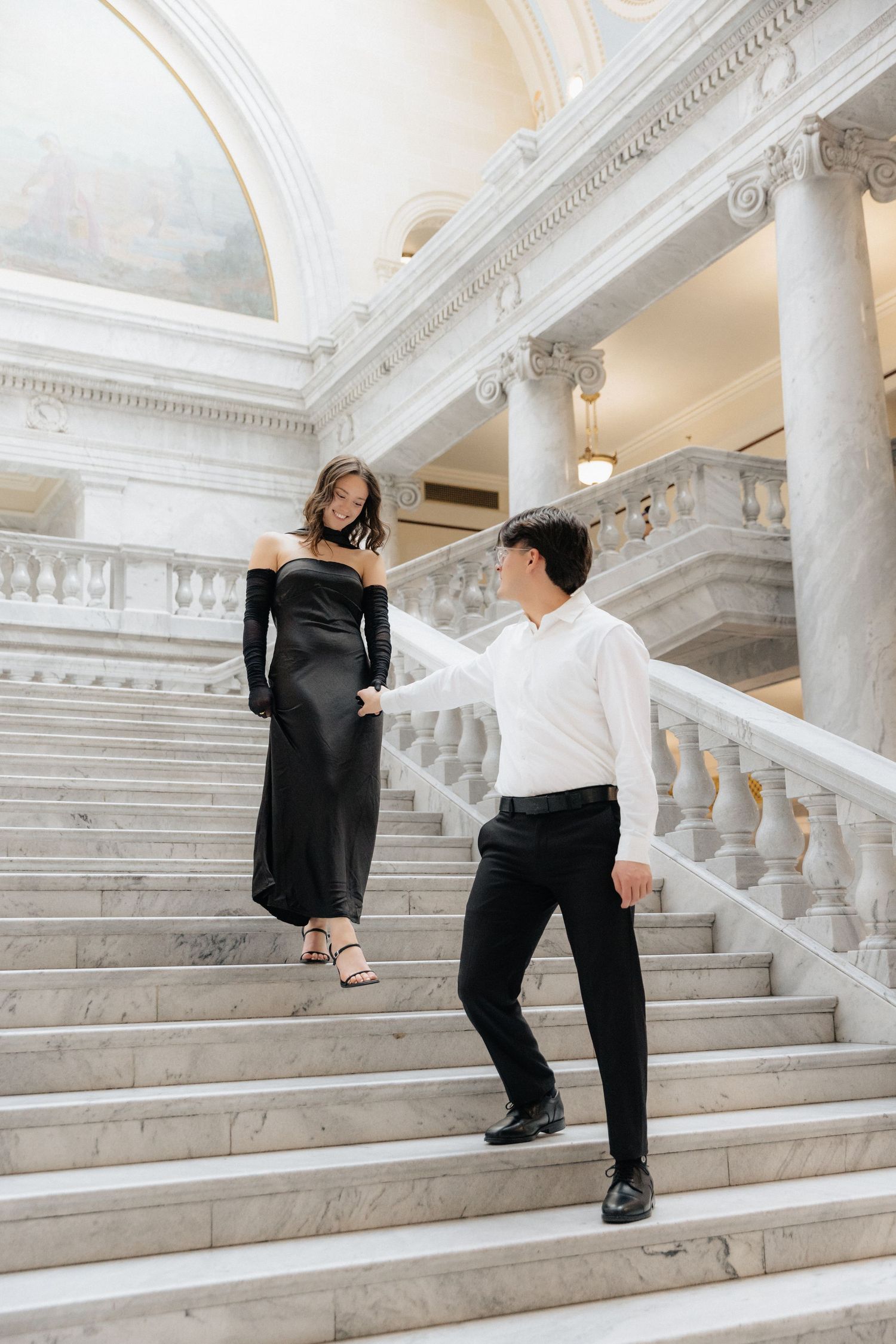 Timeless and cinematic Utah Engagement Photos at the SLC Salt lake city Capitol Building