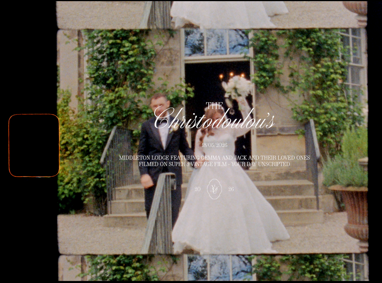 Elegant wedding couple embracing at a vine-covered venue entrance, bride in white gown, captured by Christodoulou's photography.