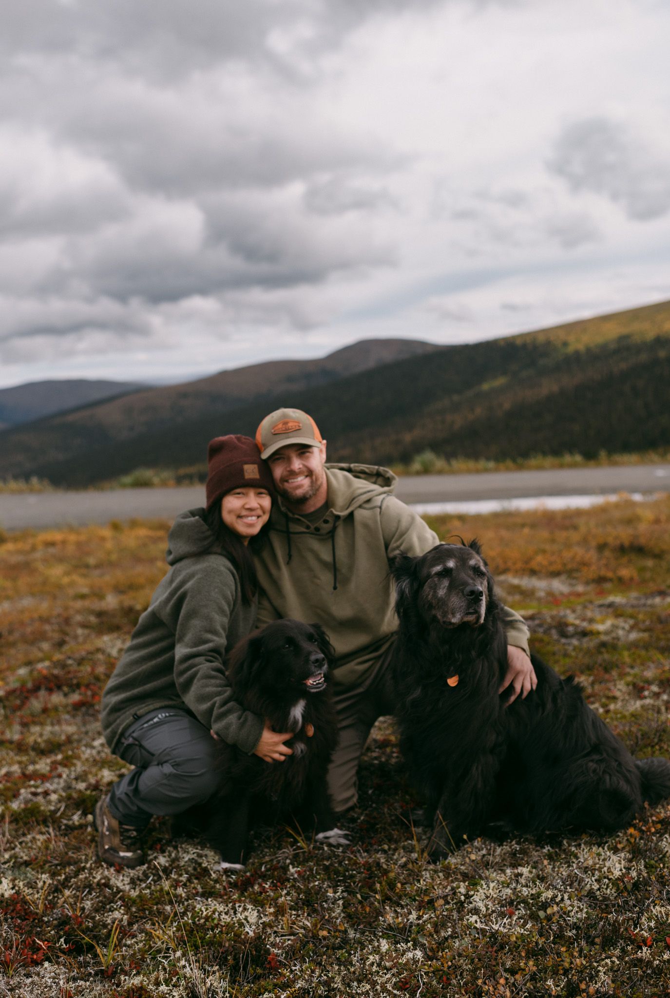 Family portrait in Alaska during the vibrant Autumn season.