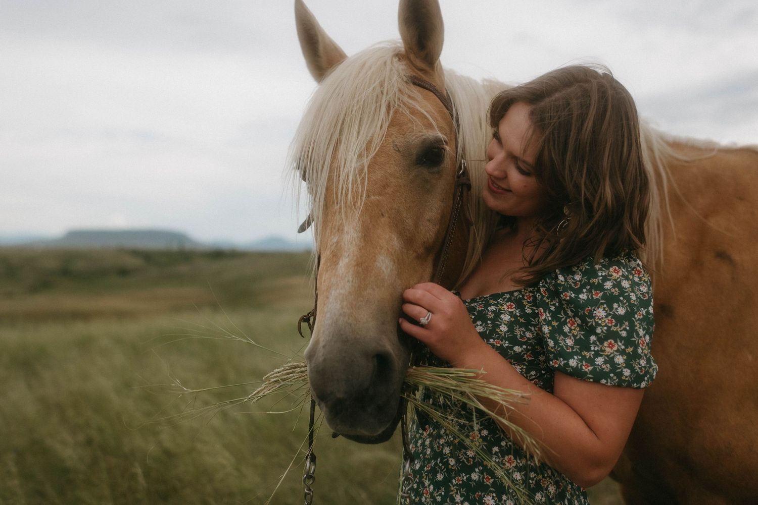 Horse and owner enjoying the wide-open landscape near Square Butte in Great Falls, Montana.