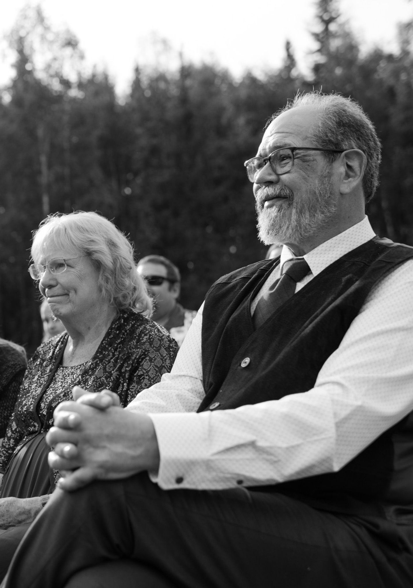 Loved ones sharing emotional moments during a wedding day in Fairbanks, Alaska.