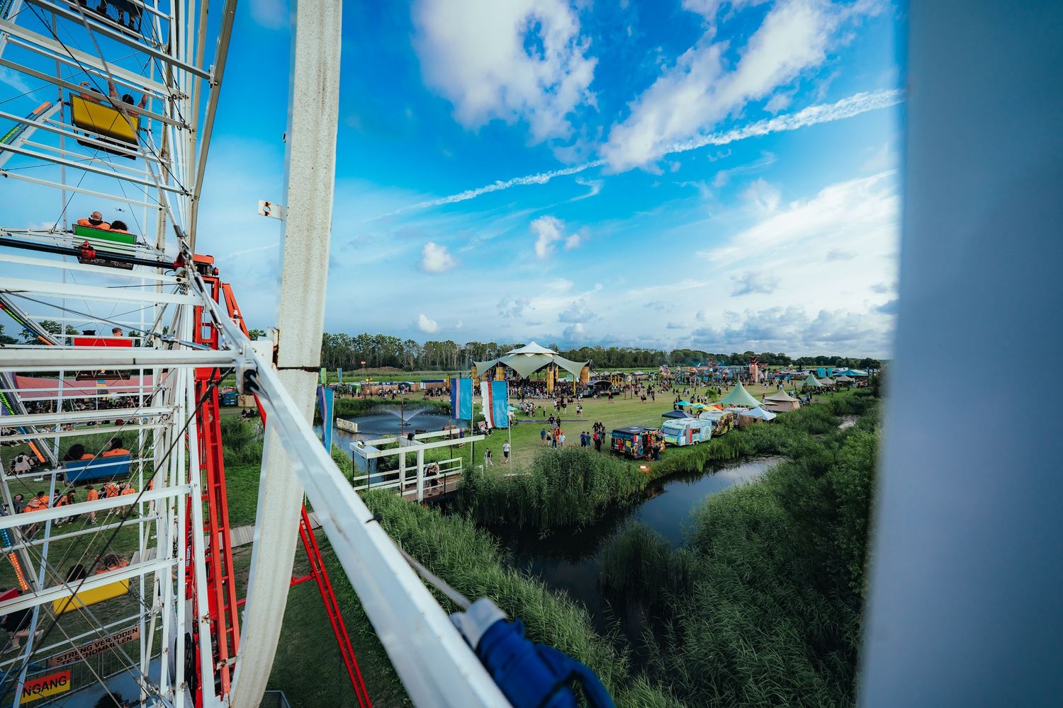 View from ferris wheel over festival grounds