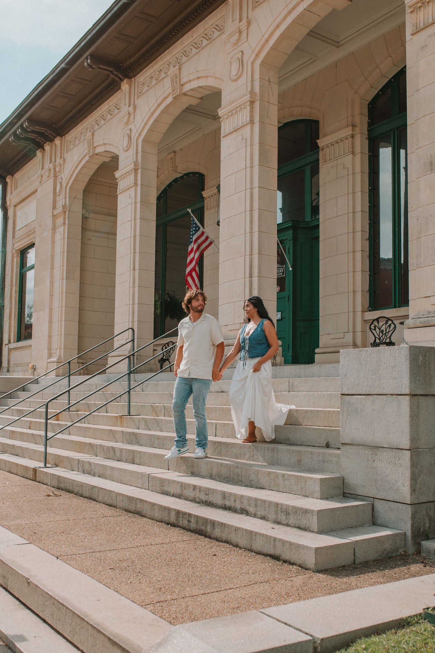 Downtown McKinney Texas engagement photos during daytime