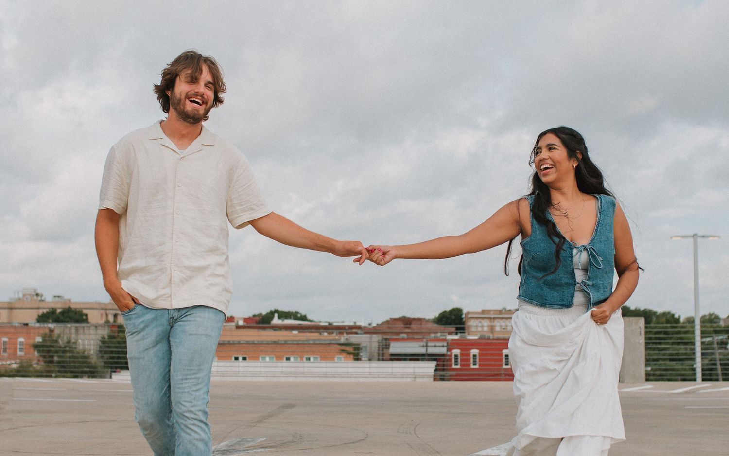 Downtown McKinney Texas engagement photos during daytime