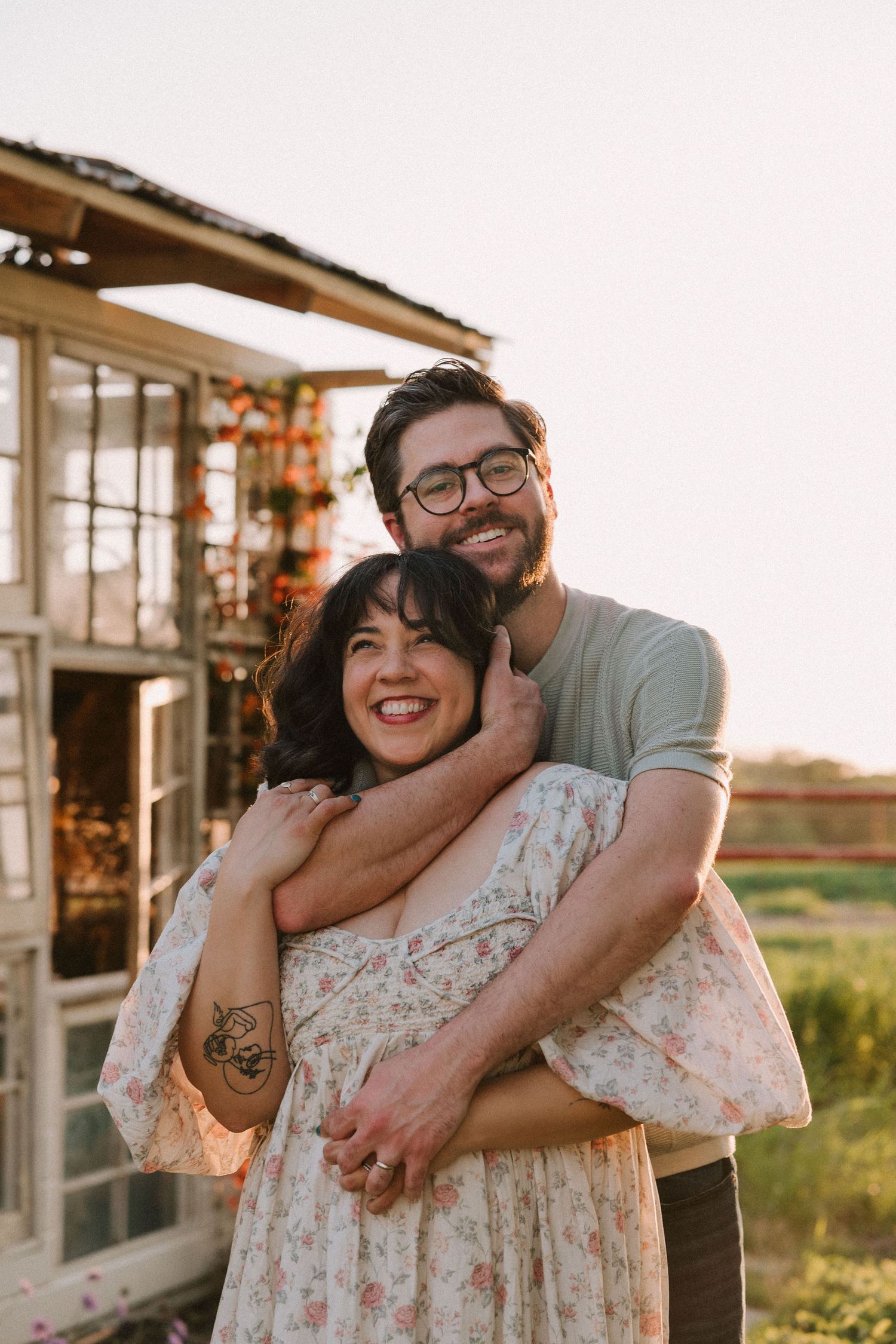 lifestyle family session at golden hour at the Glass Shack in Howe, TX