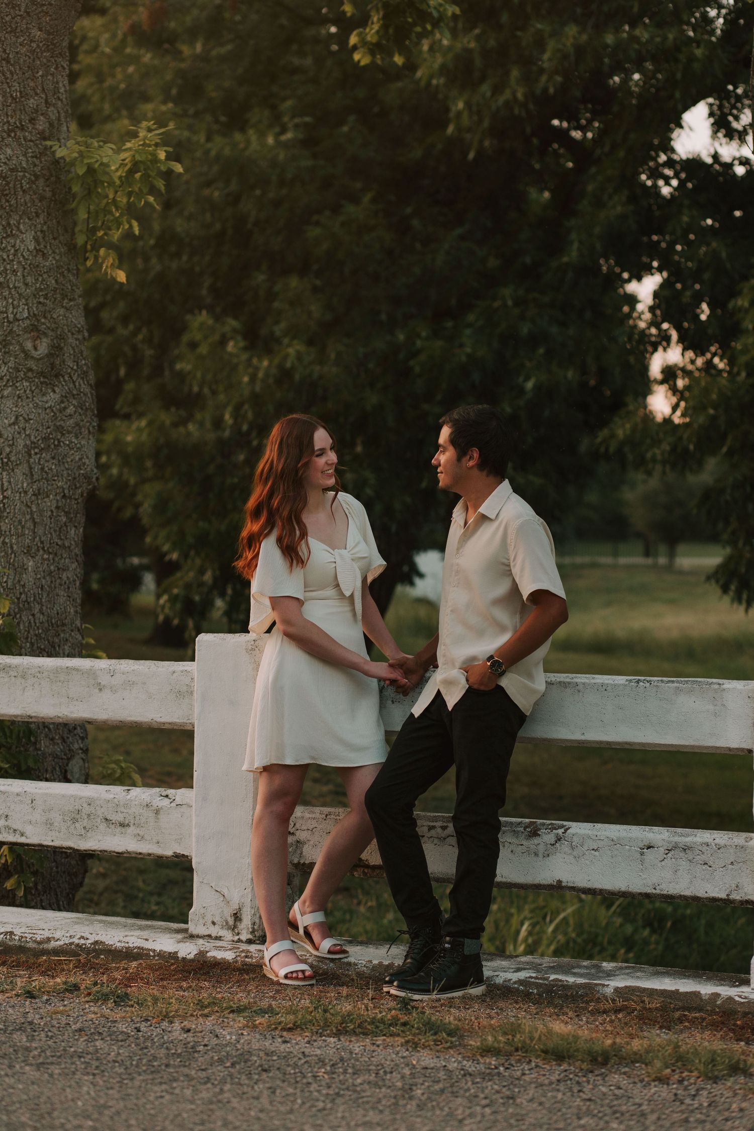 engagement session during sunset in McKinney, TX